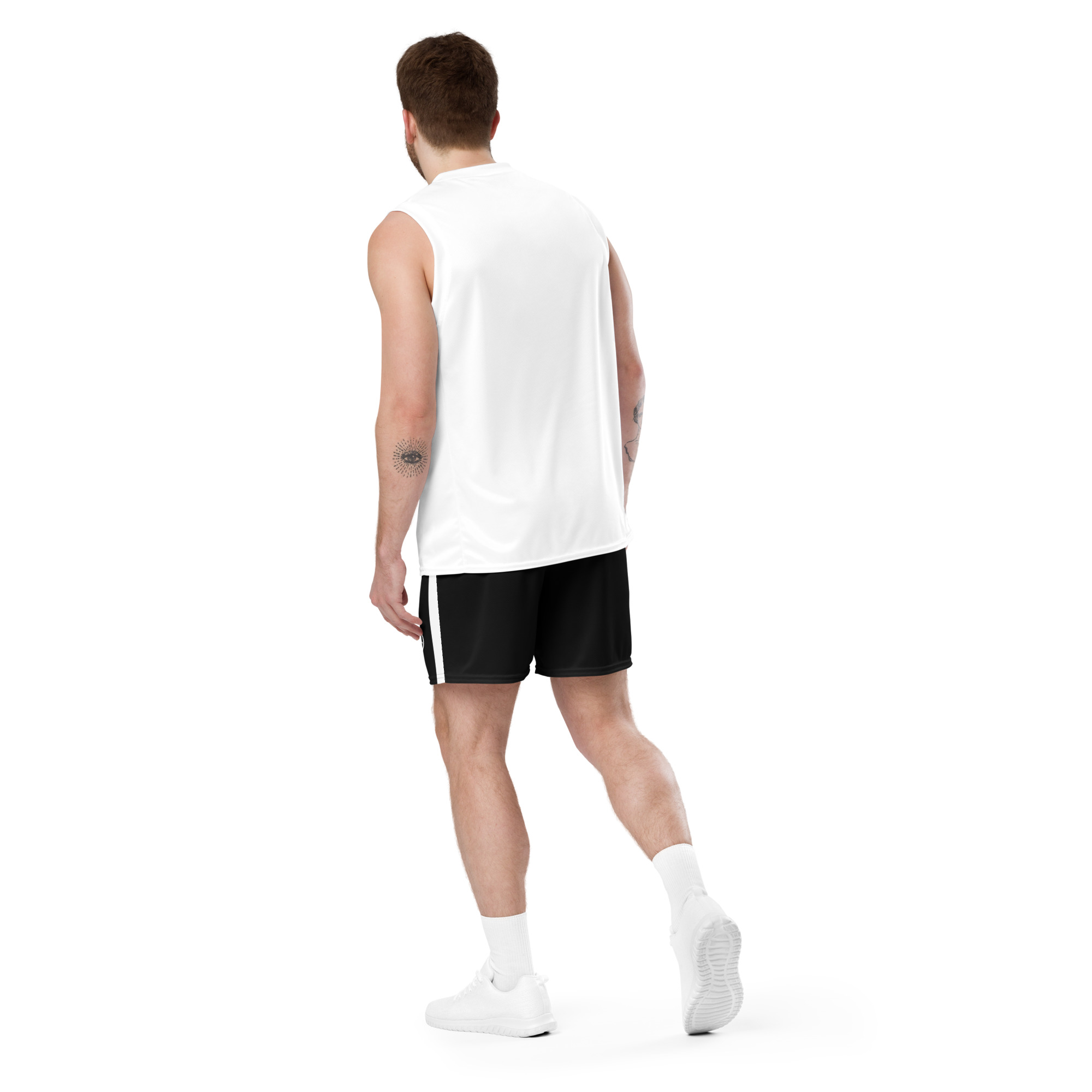 G Bound Republic Black & White Unisex Mesh Shorts - Image 2