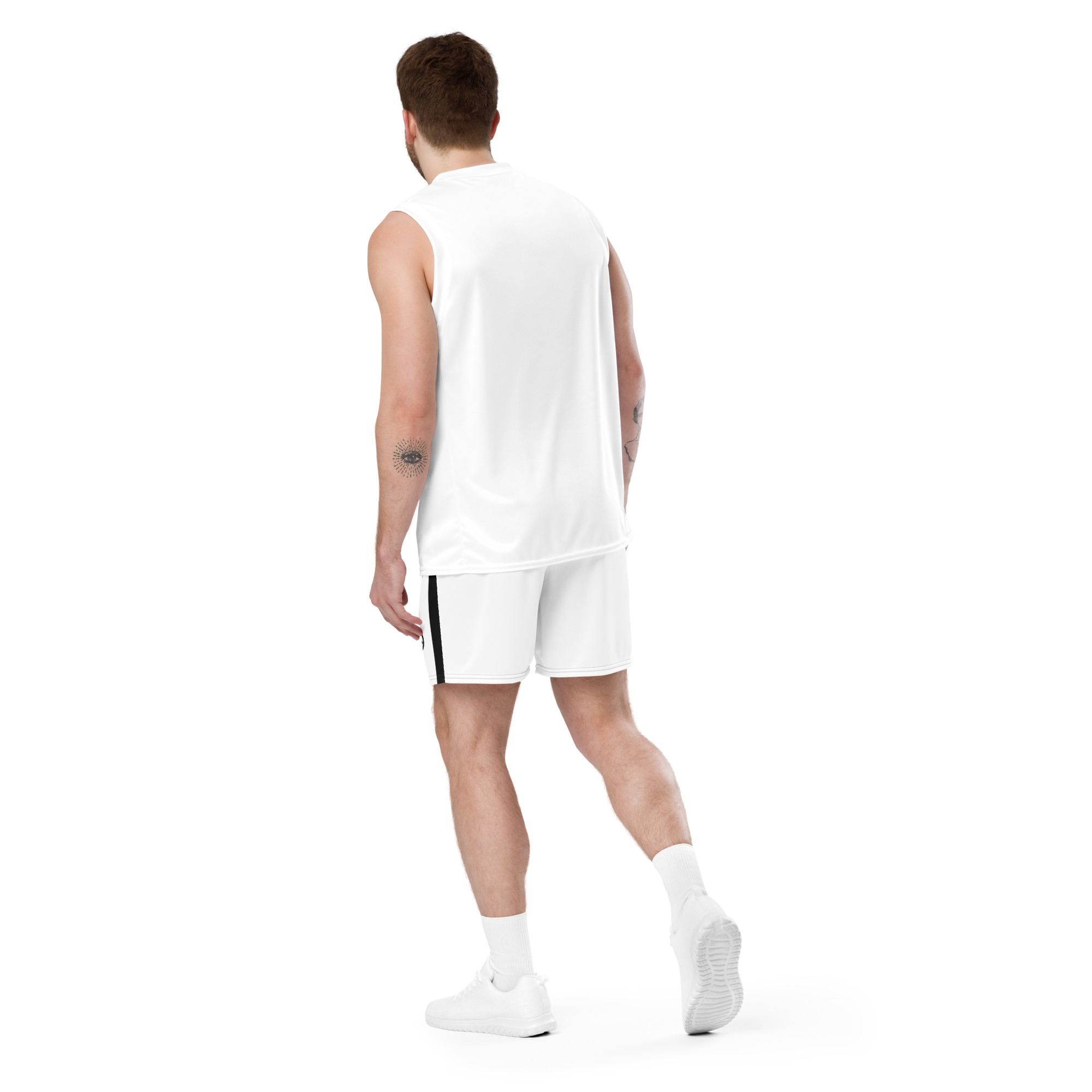 G Bound Republic White Unisex Mesh Shorts - Image 7