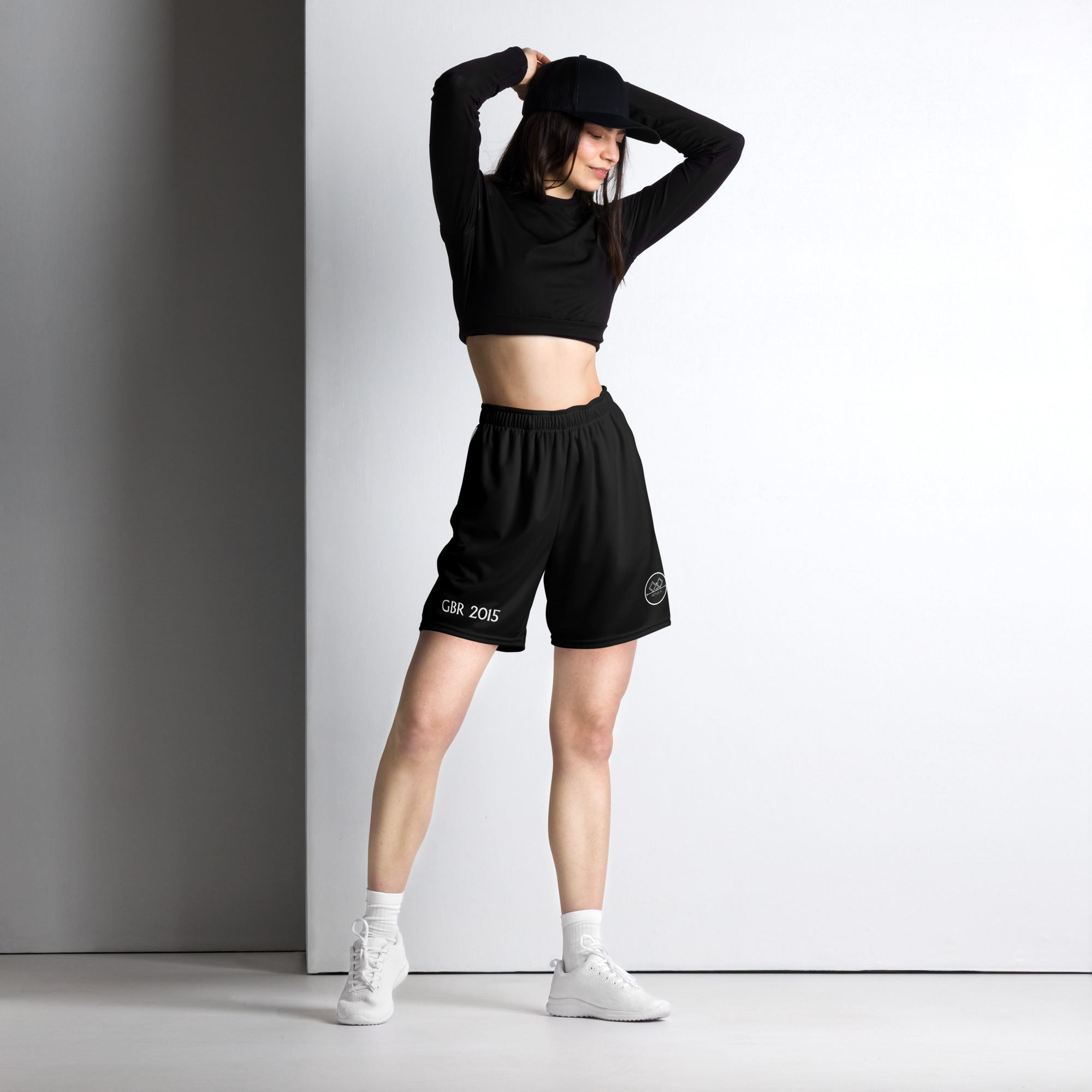 G Bound Republic Black & White Unisex Mesh Shorts - Image 3