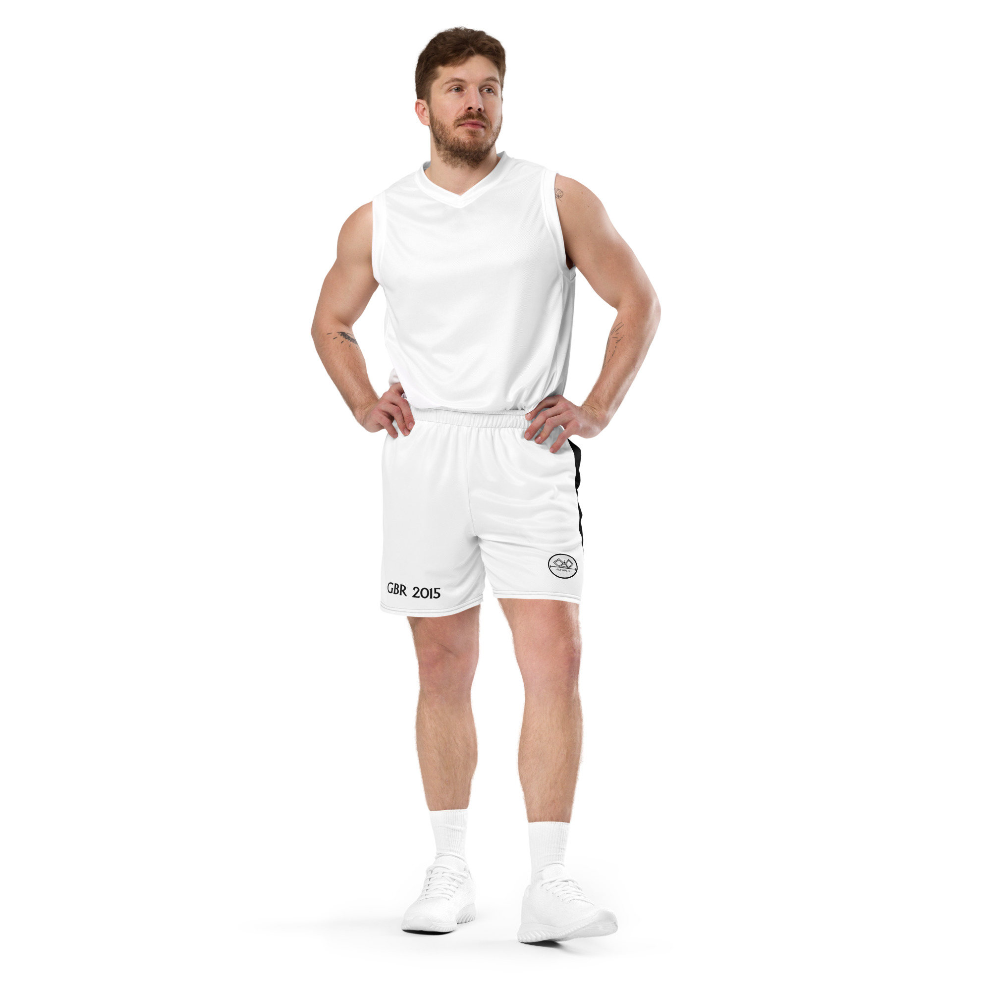 G Bound Republic White Unisex Mesh Shorts