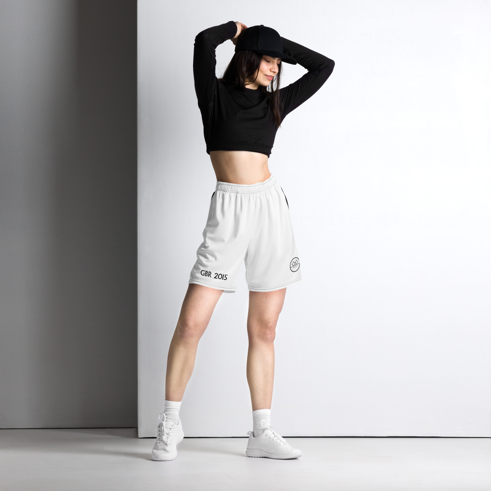 G Bound Republic White Unisex Mesh Shorts - Image 4