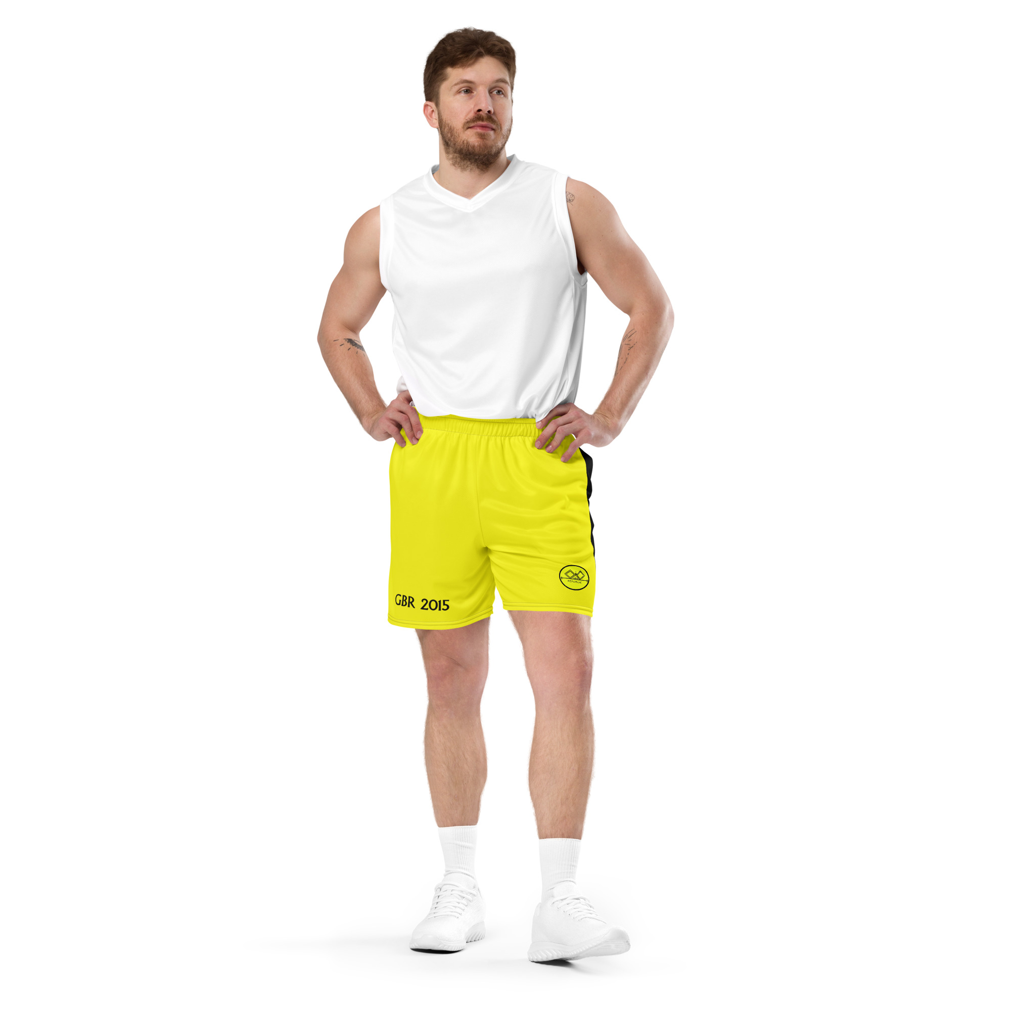 G Bound Republic Yellow Unisex Mesh Shorts - Image 4