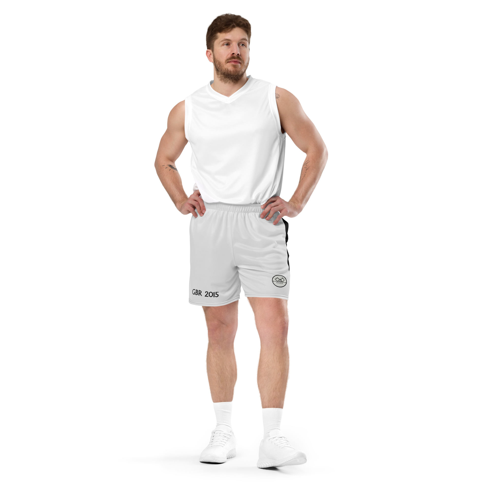 G Bound Republic Silver Unisex mesh shorts - Image 5