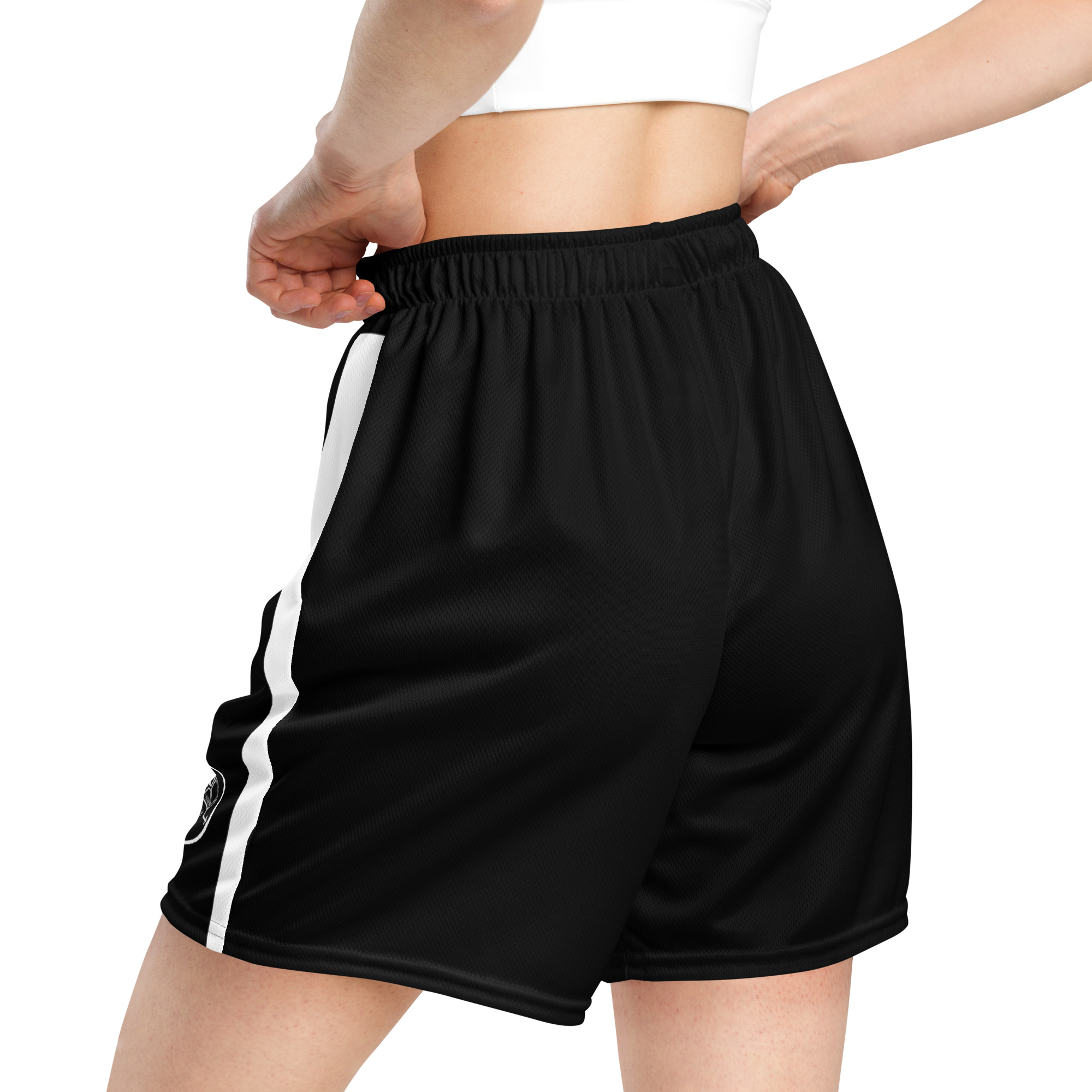 G Bound Republic Black & White Unisex Mesh Shorts - Image 7