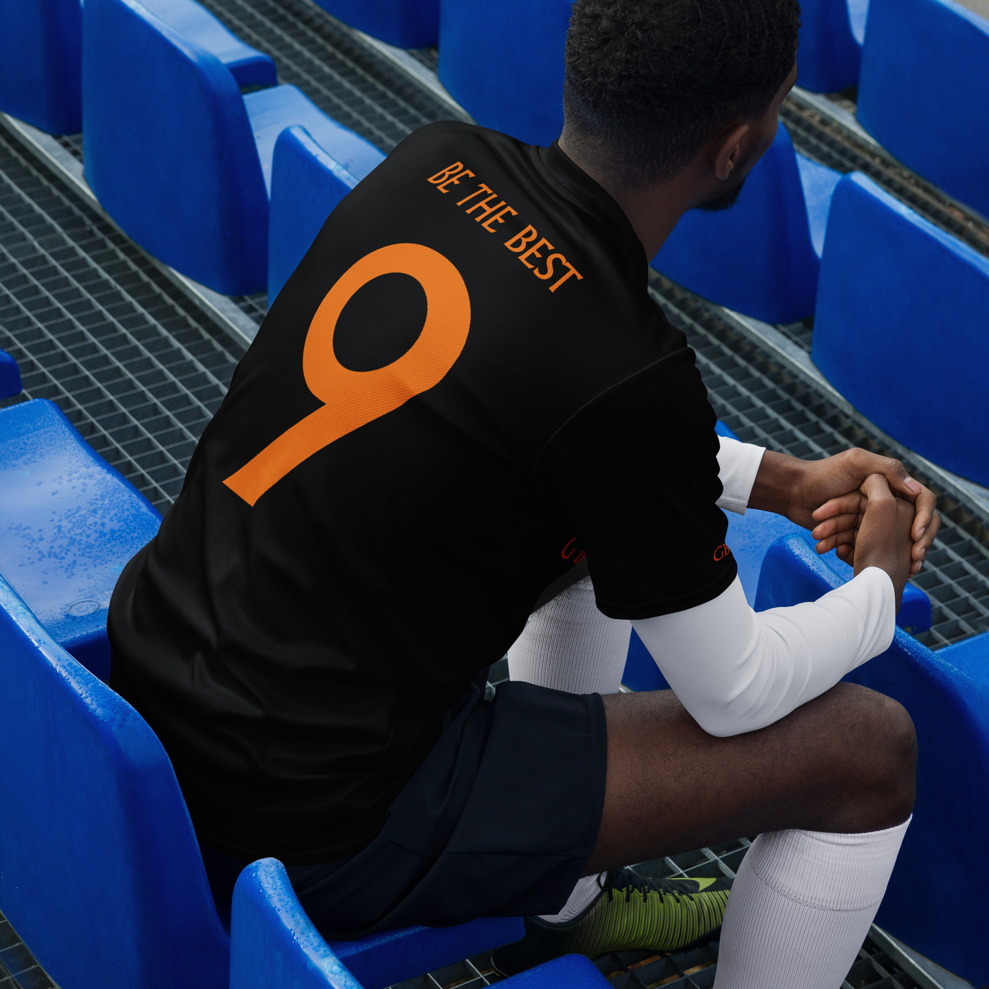 G Bound Republic Orange & Black Recycled unisex sports jersey - Image 5