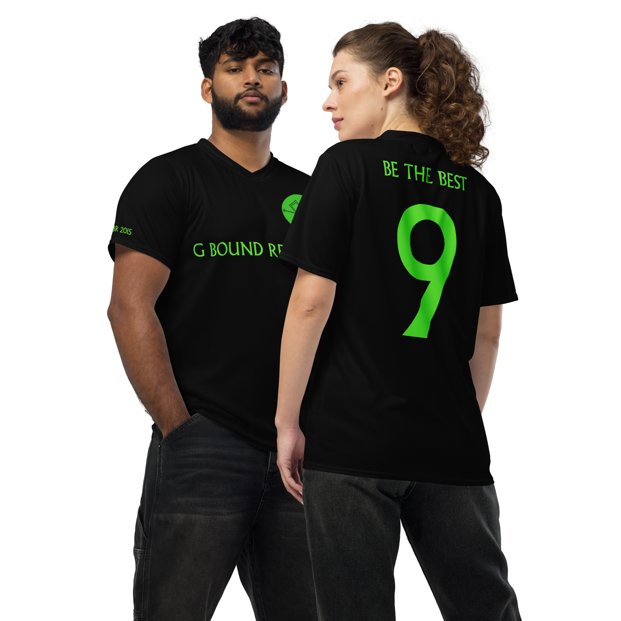 G Bound Republic Green & Black Recycled unisex sports jersey