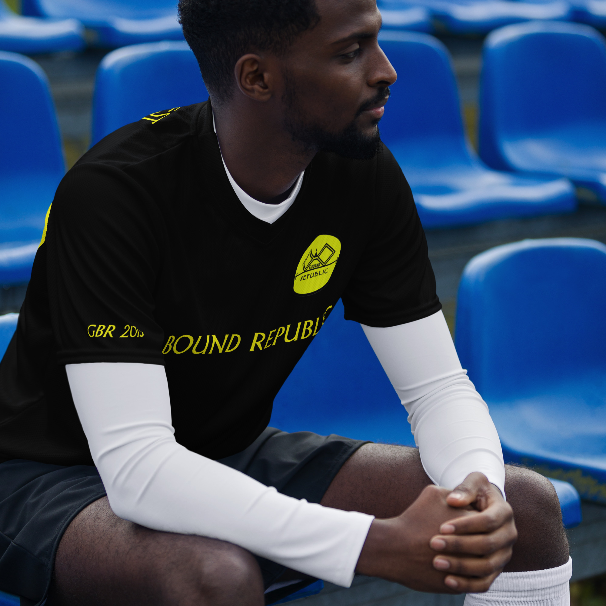 G Bound Republic Yellow & Black Recycled unisex sports jersey