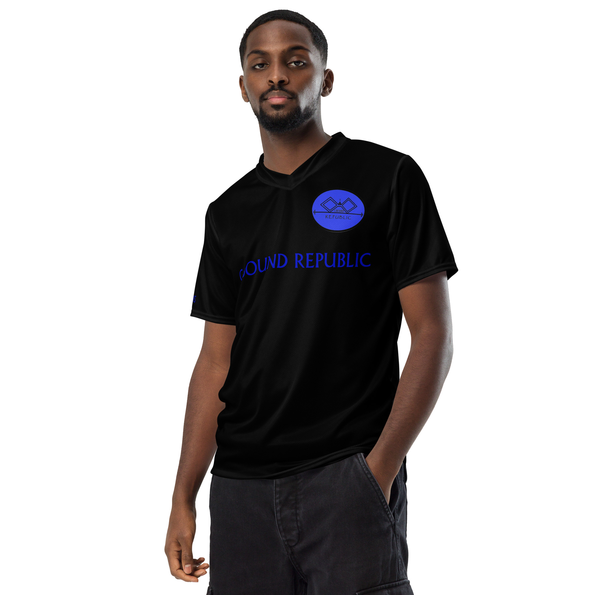 G Bound Republic Blue & Black Recycled unisex sports jersey
