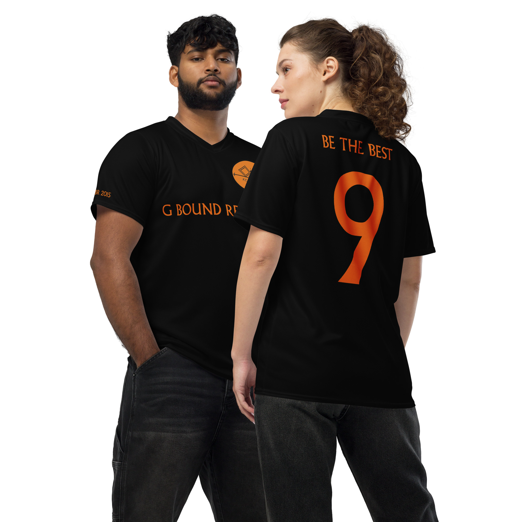 G Bound Republic Orange & Black Recycled unisex sports jersey