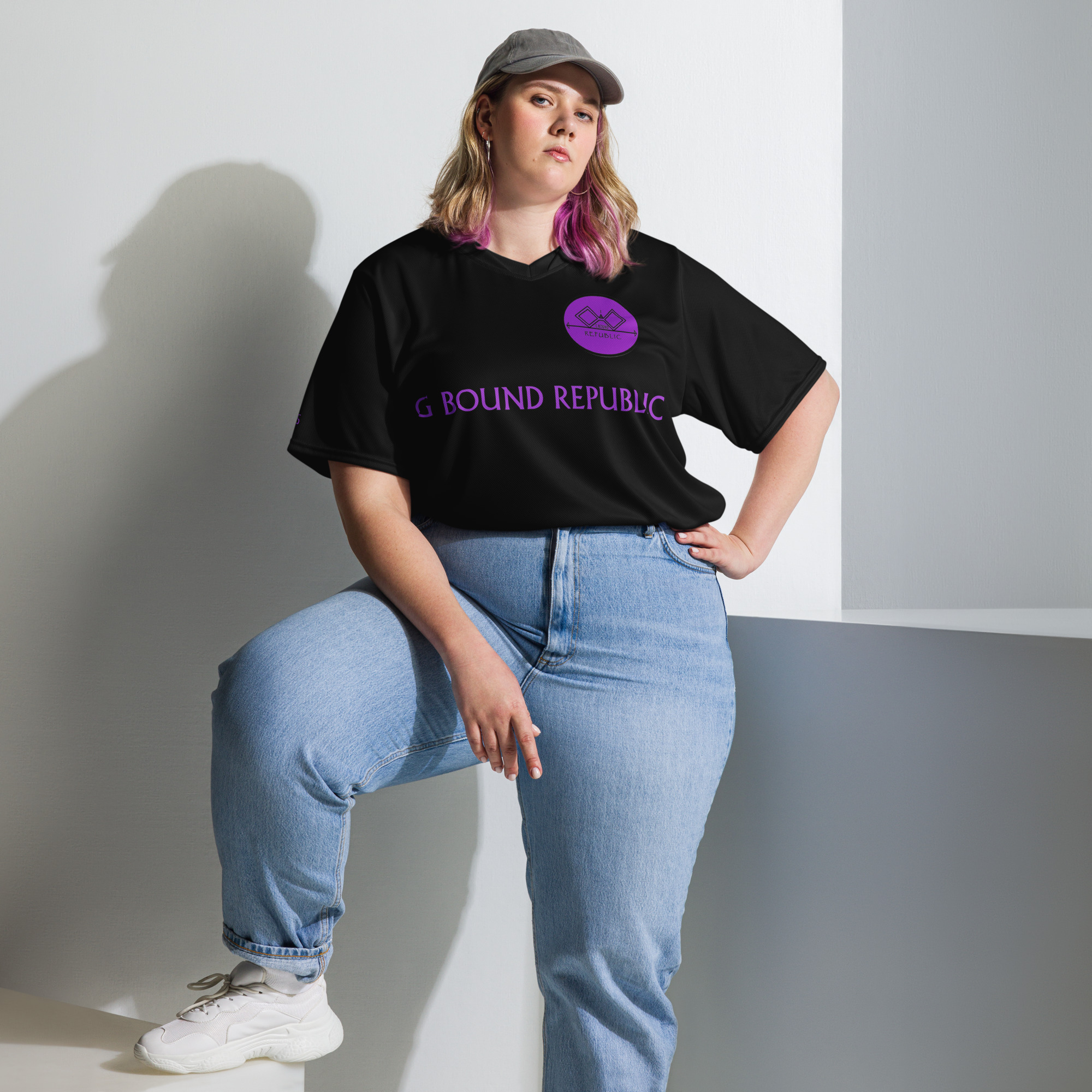 G Bound Republic Purple & Black Recycled unisex sports jersey