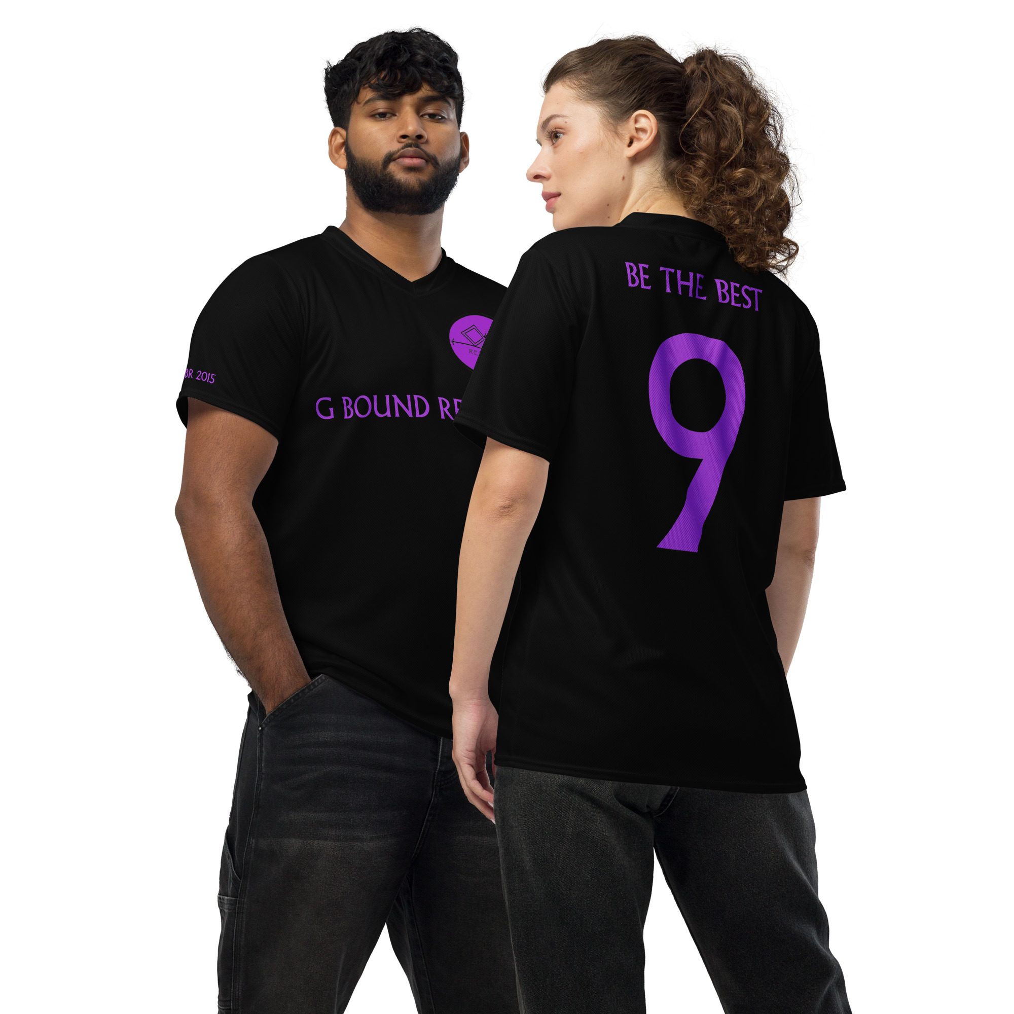 G Bound Republic Purple & Black Recycled unisex sports jersey - Image 6