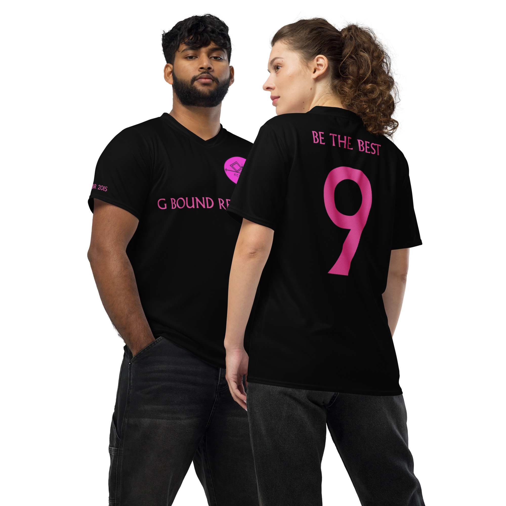 G Bound Republic Pink & Black Recycled unisex sports jersey - Image 8