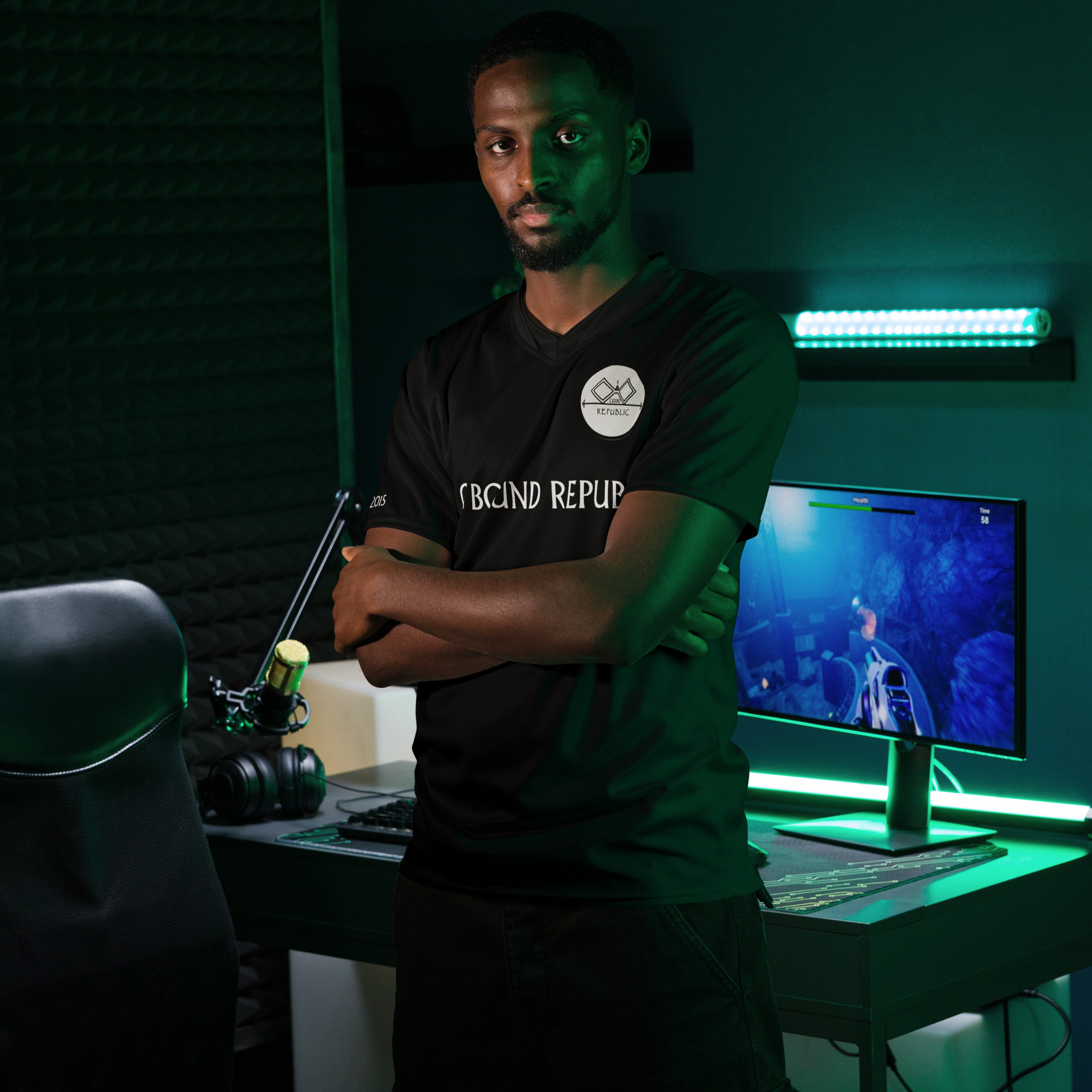 G Bound Republic Silver & Black Recycled unisex sports jersey - Image 7