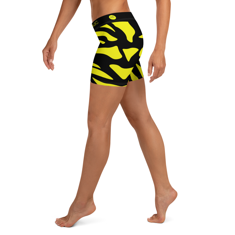 G Bound Republic Yellow & Black Yoga Shorts - Image 3