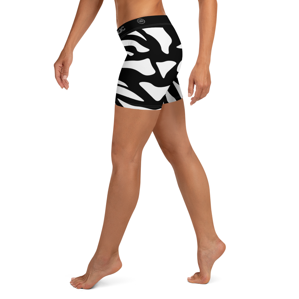 G Bound Republic Black & White Yoga Shorts - Image 3