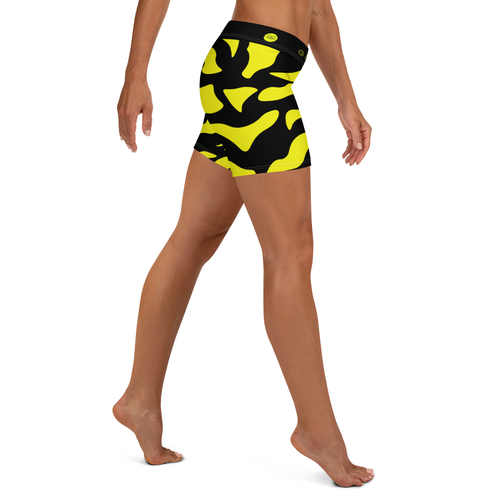 G Bound Republic Yellow & Black Yoga Shorts - Image 4