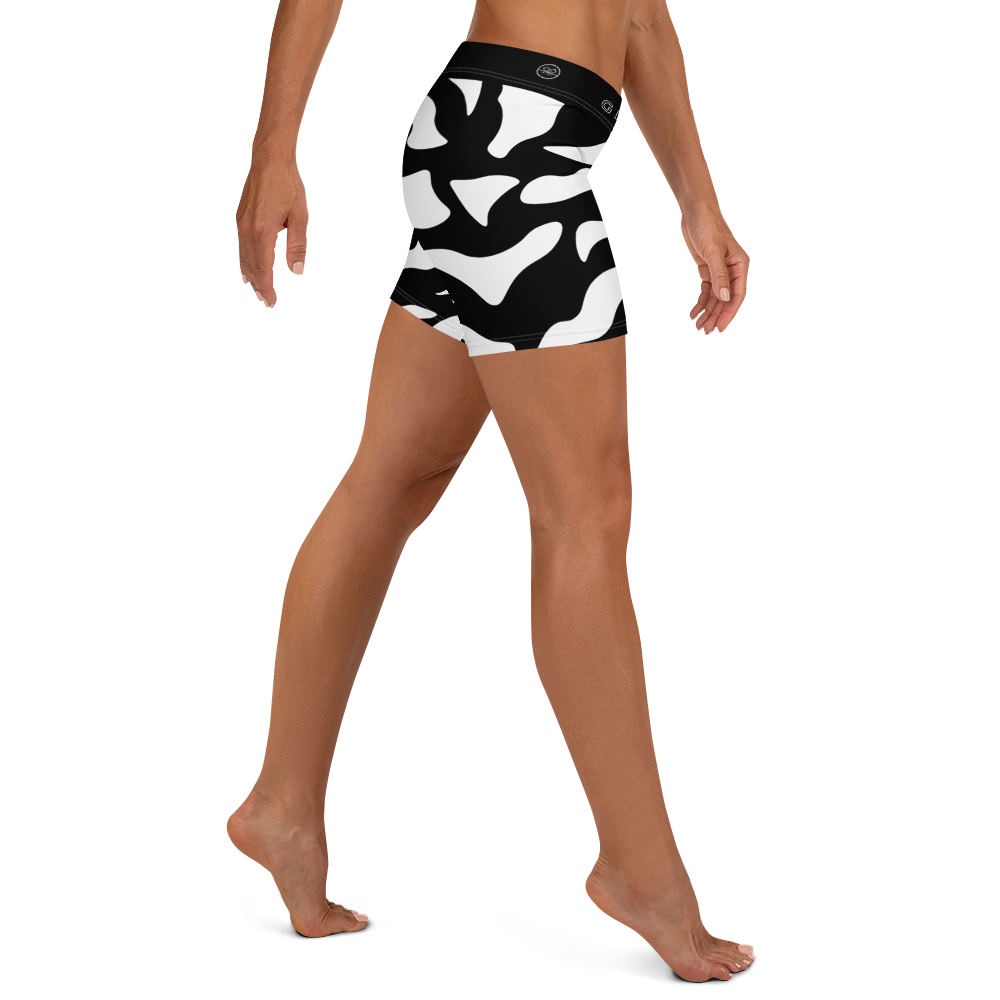 G Bound Republic Black & White Yoga Shorts - Image 4