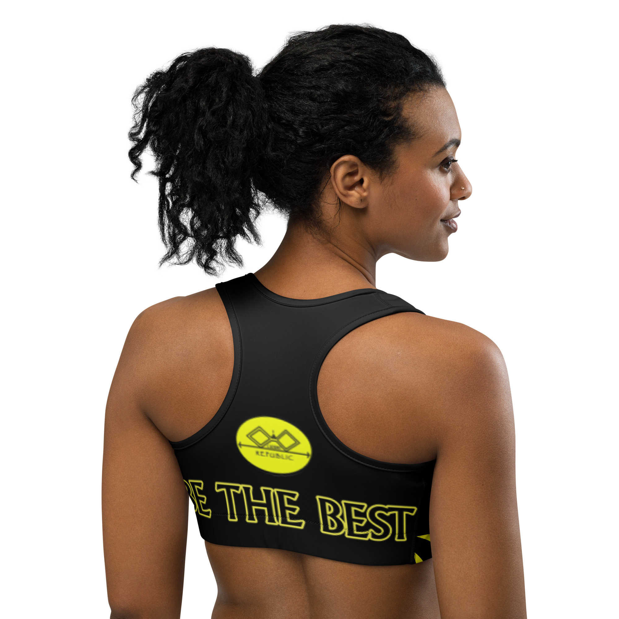 G Bound Republic Yellow & Black Sports Bra - Image 2