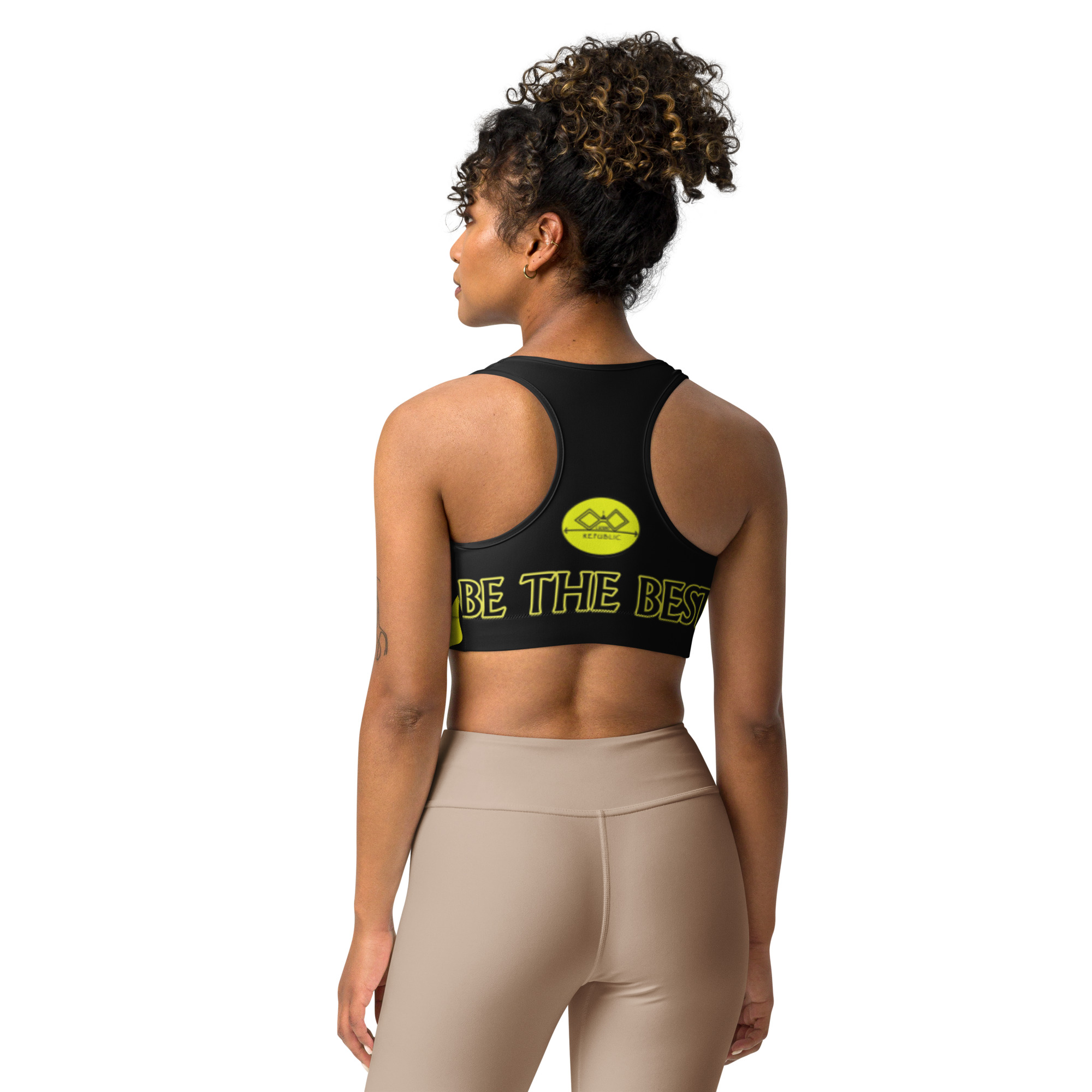 G Bound Republic Yellow & Black Sports Bra - Image 14