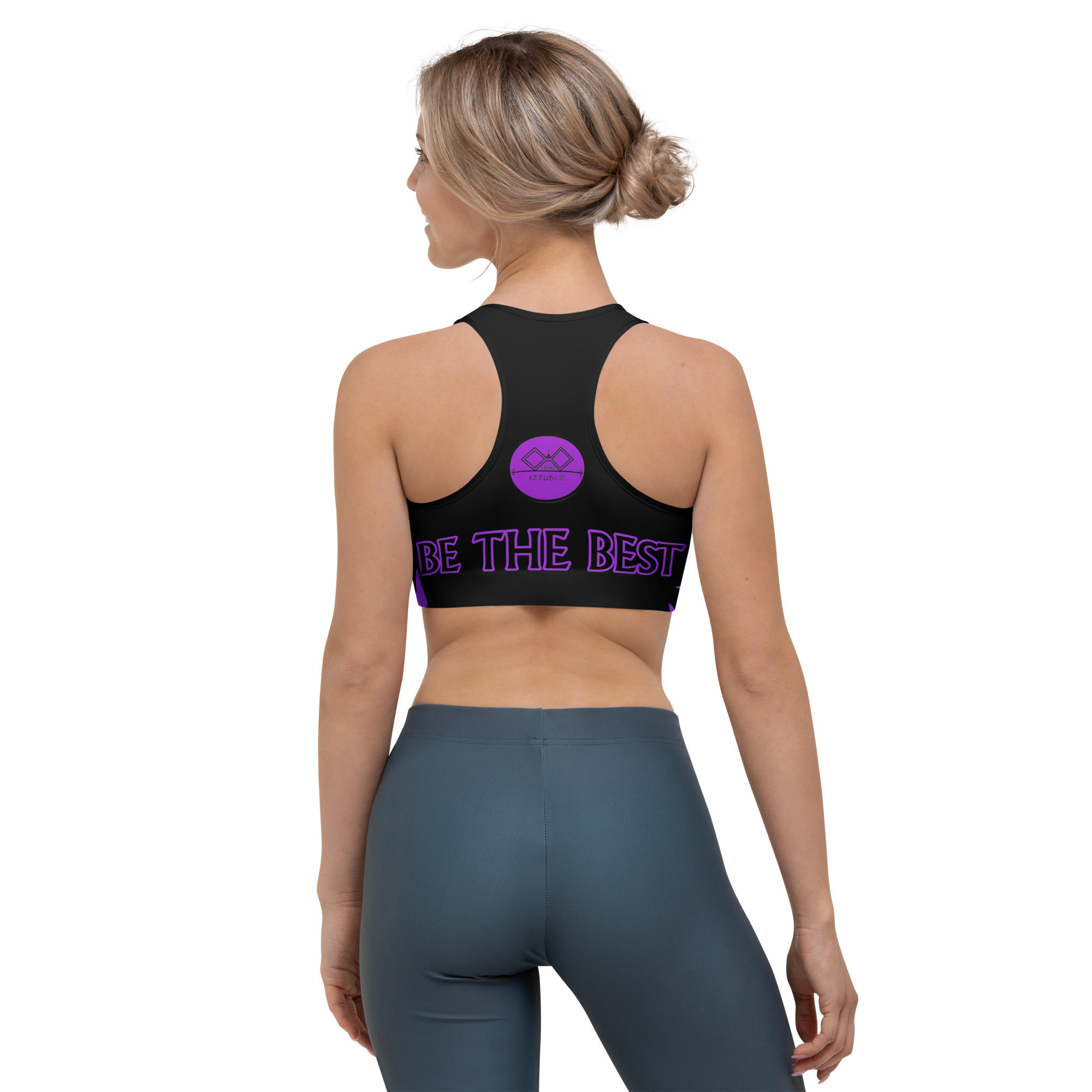 G Bound Republic Purple & Black Sports bra - Image 3