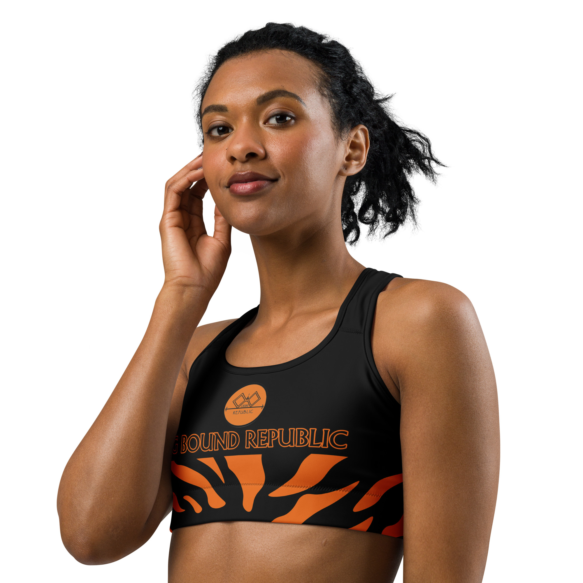 G Bound Republic Orange & Black Sports bra - Image 6