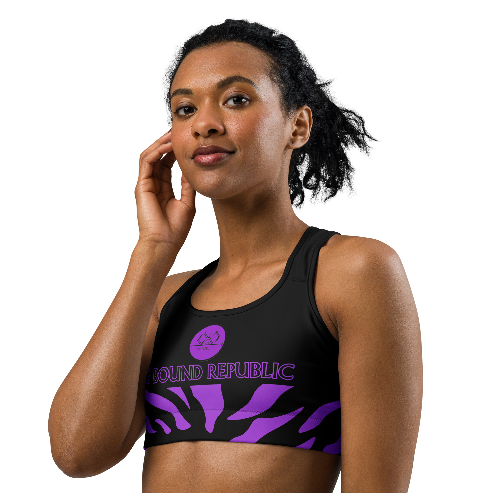 G Bound Republic Purple & Black Sports bra - Image 6