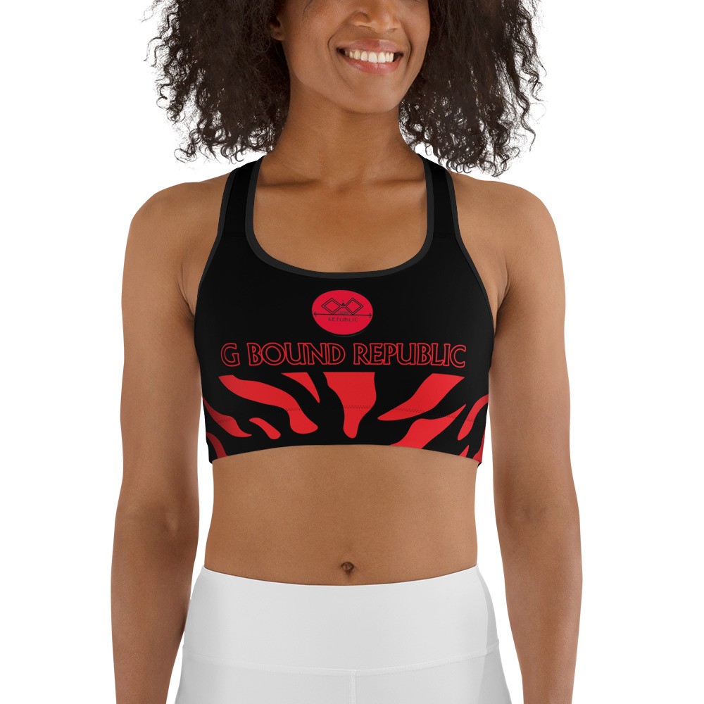 G Bound Republic Red & Black Sports Bra - Image 8
