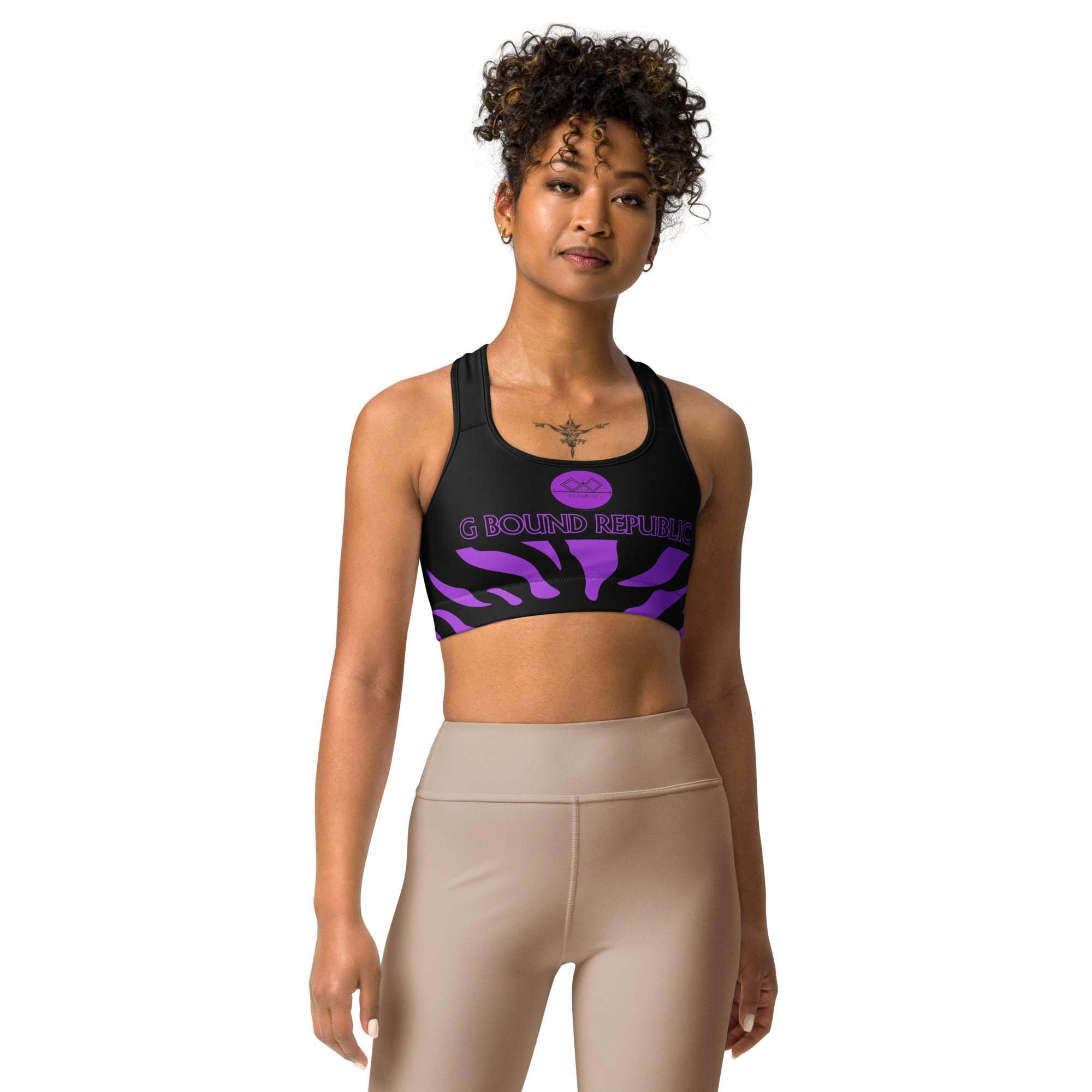 G Bound Republic Purple & Black Sports bra - Image 5