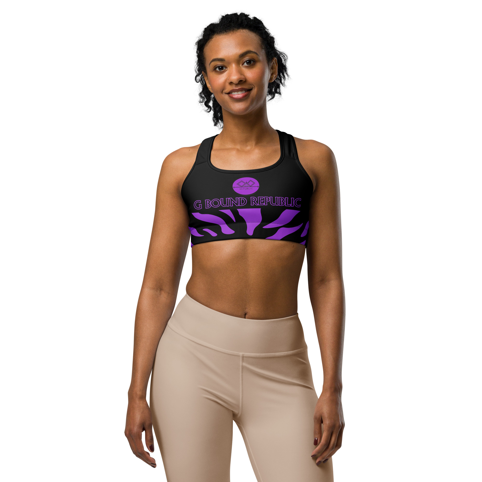 G Bound Republic Purple & Black Sports bra - Image 7