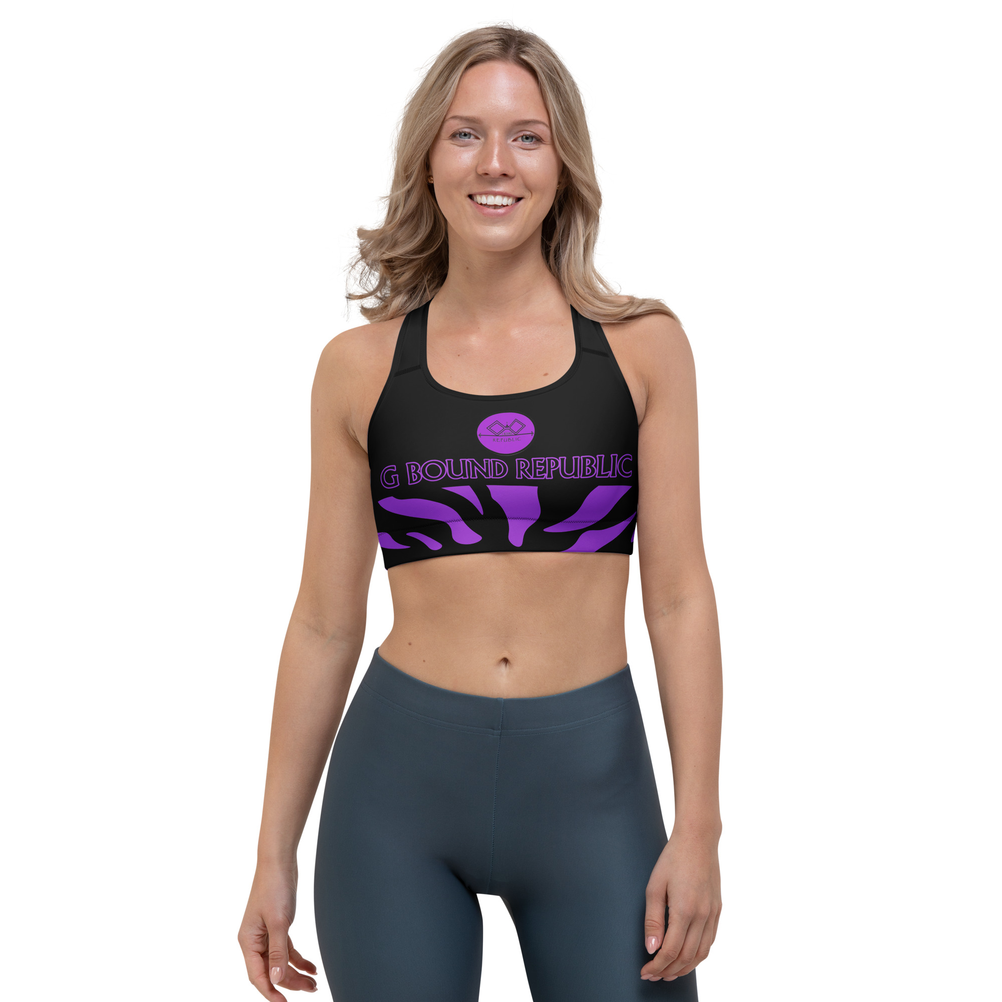 G Bound Republic Purple & Black Sports bra - Image 8