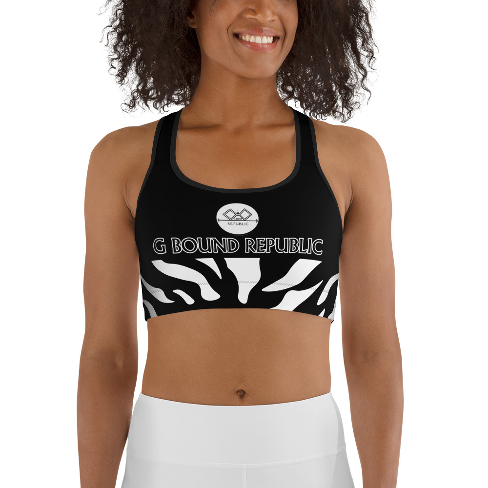 G Bound Republic White & Black Sports bra