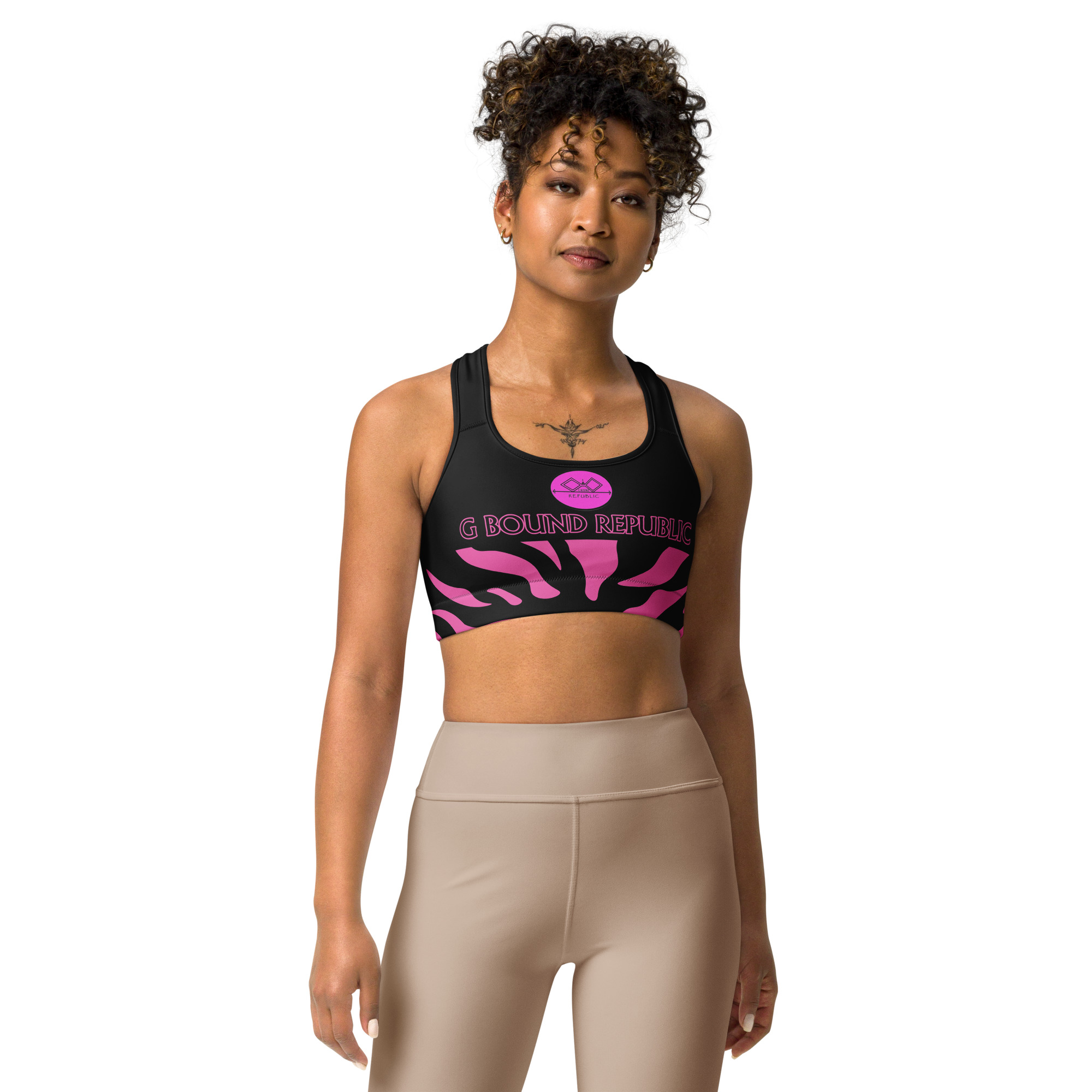 G Bound Republic Pink & Black Sports bra