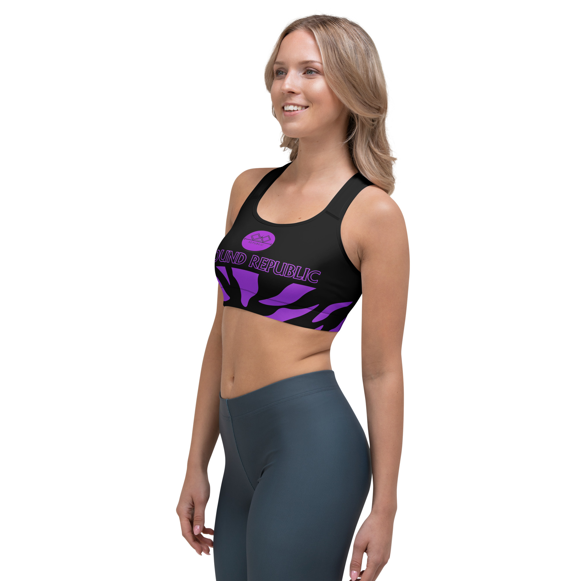 G Bound Republic Purple & Black Sports bra - Image 9
