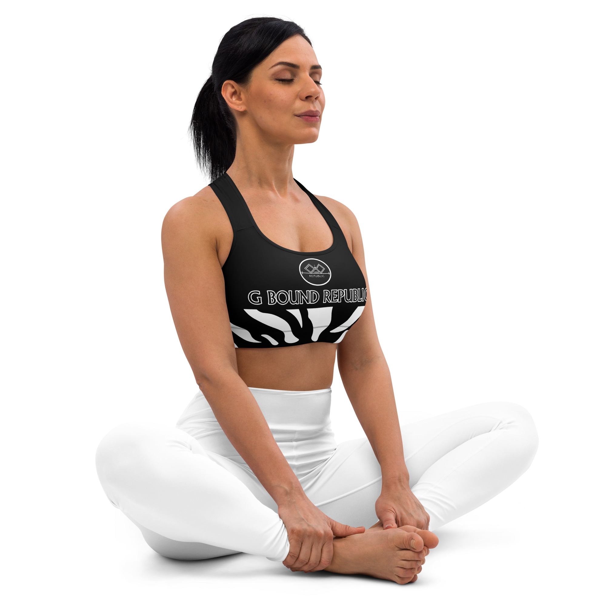 G Bound Republic Black & White Sports Bra - Image 8