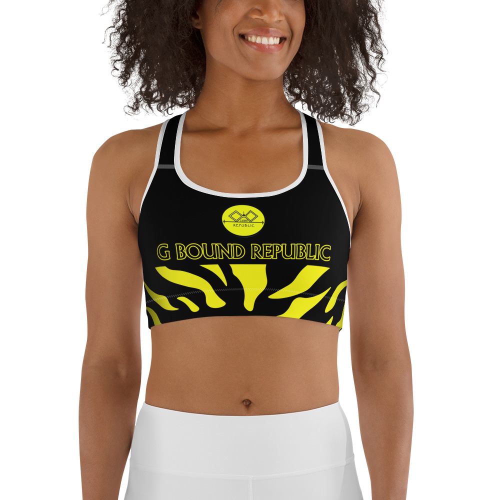 G Bound Republic Yellow & Black Sports Bra - Image 13