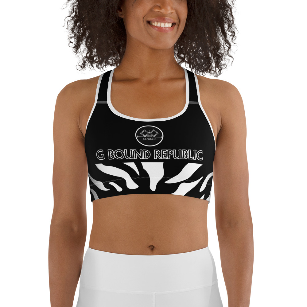 G Bound Republic Black & White Sports Bra - Image 7