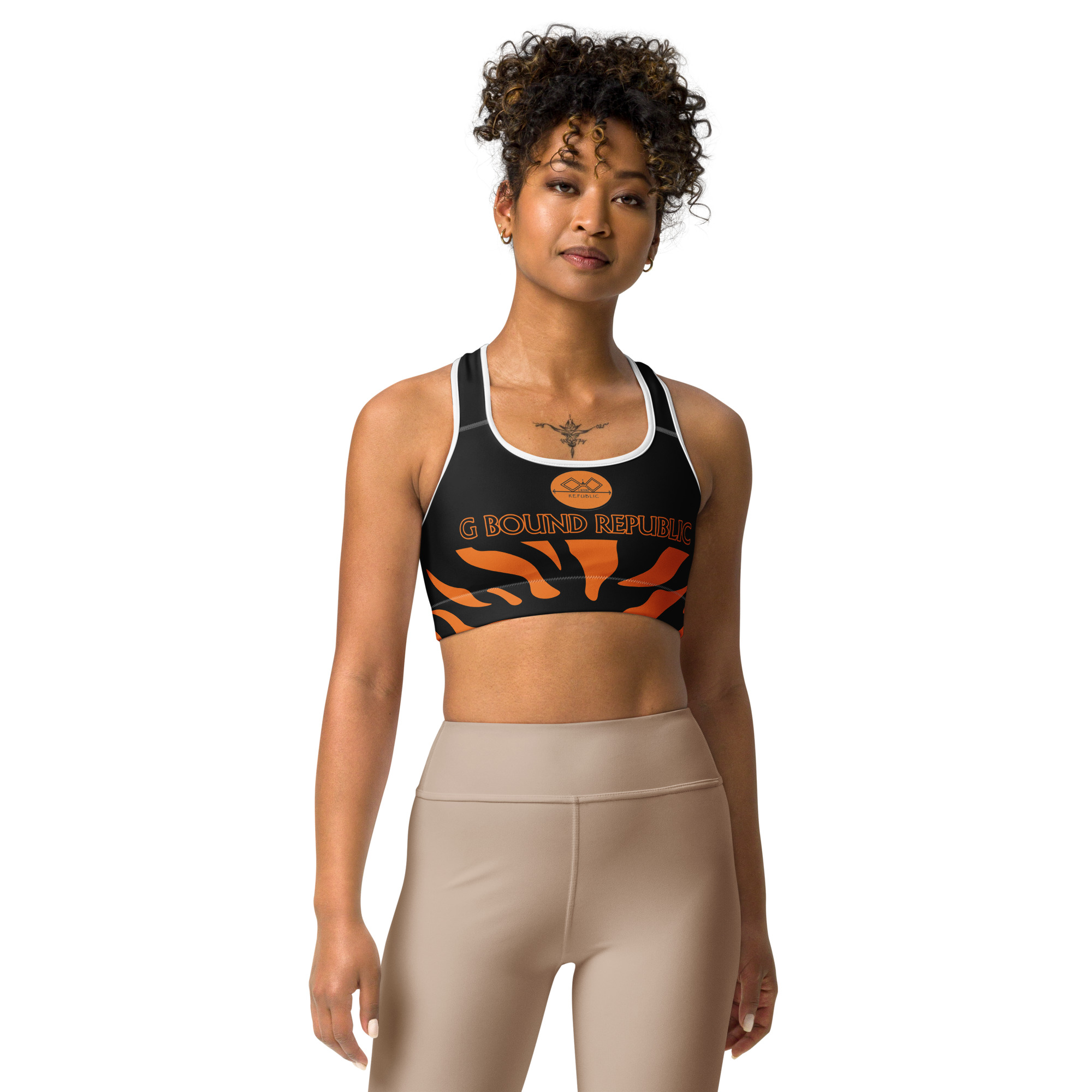 G Bound Republic Orange & Black Sports bra - Image 11