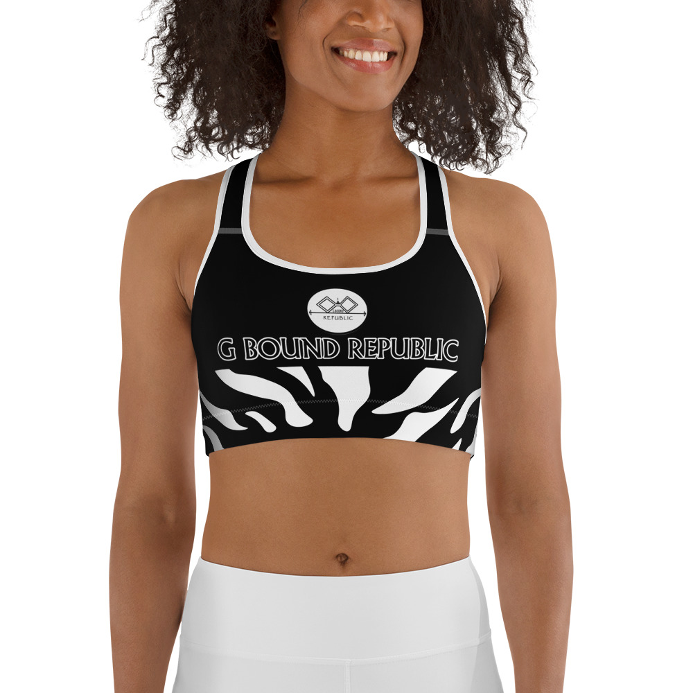 G Bound Republic White & Black Sports bra - Image 10