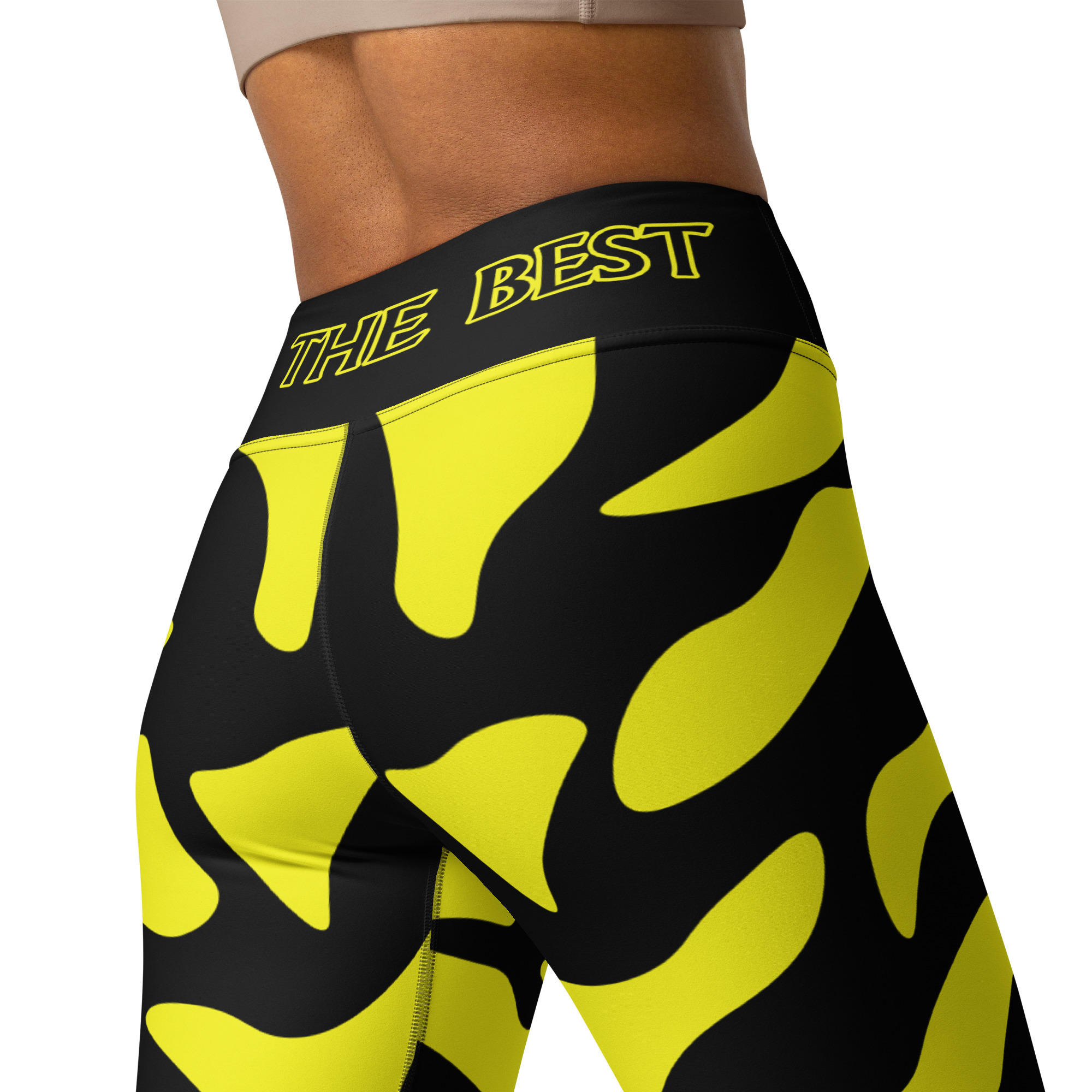 G Bound Republic Yellow & Black Yoga Leggings - Image 2