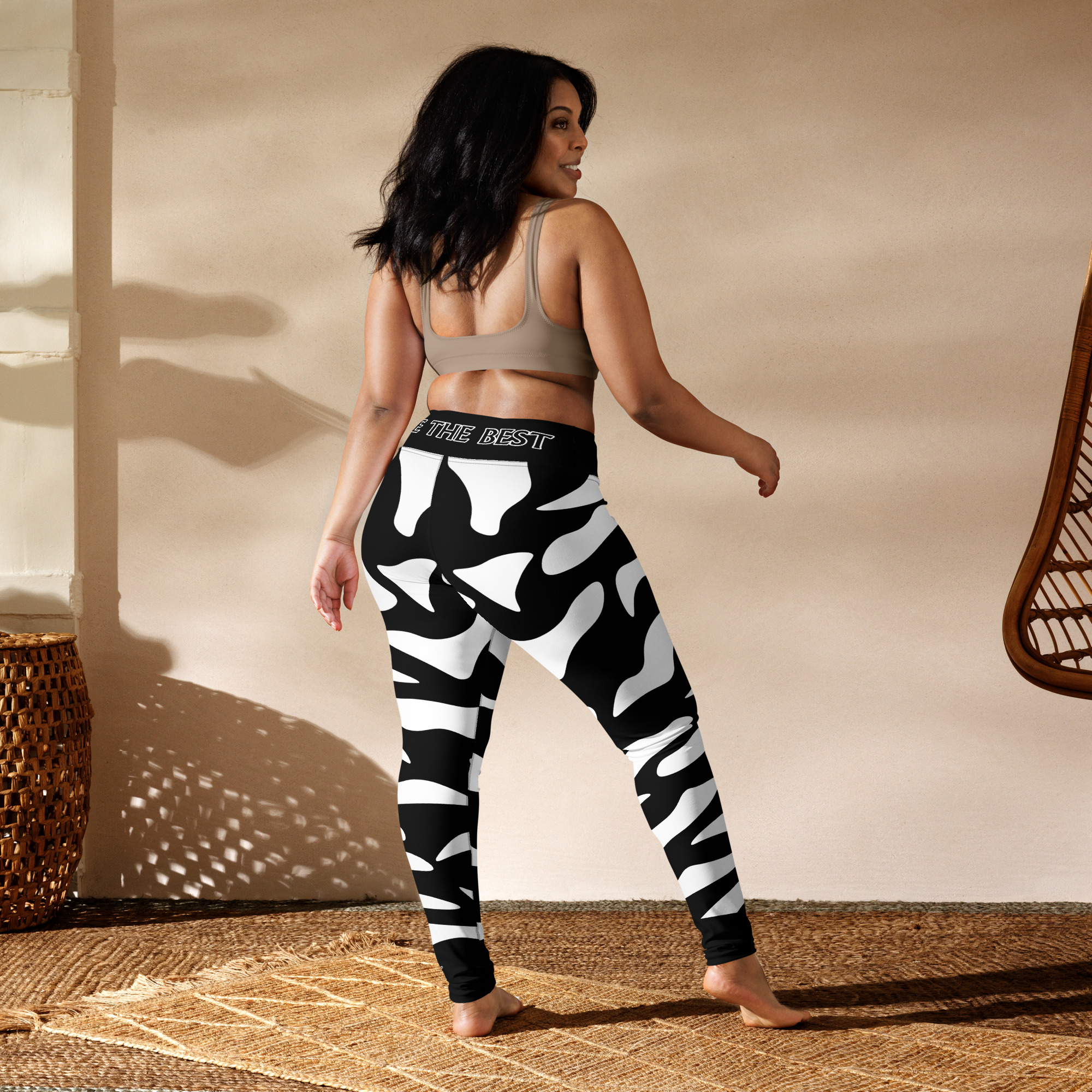G Bound Republic Black & White Yoga Leggings - Image 3