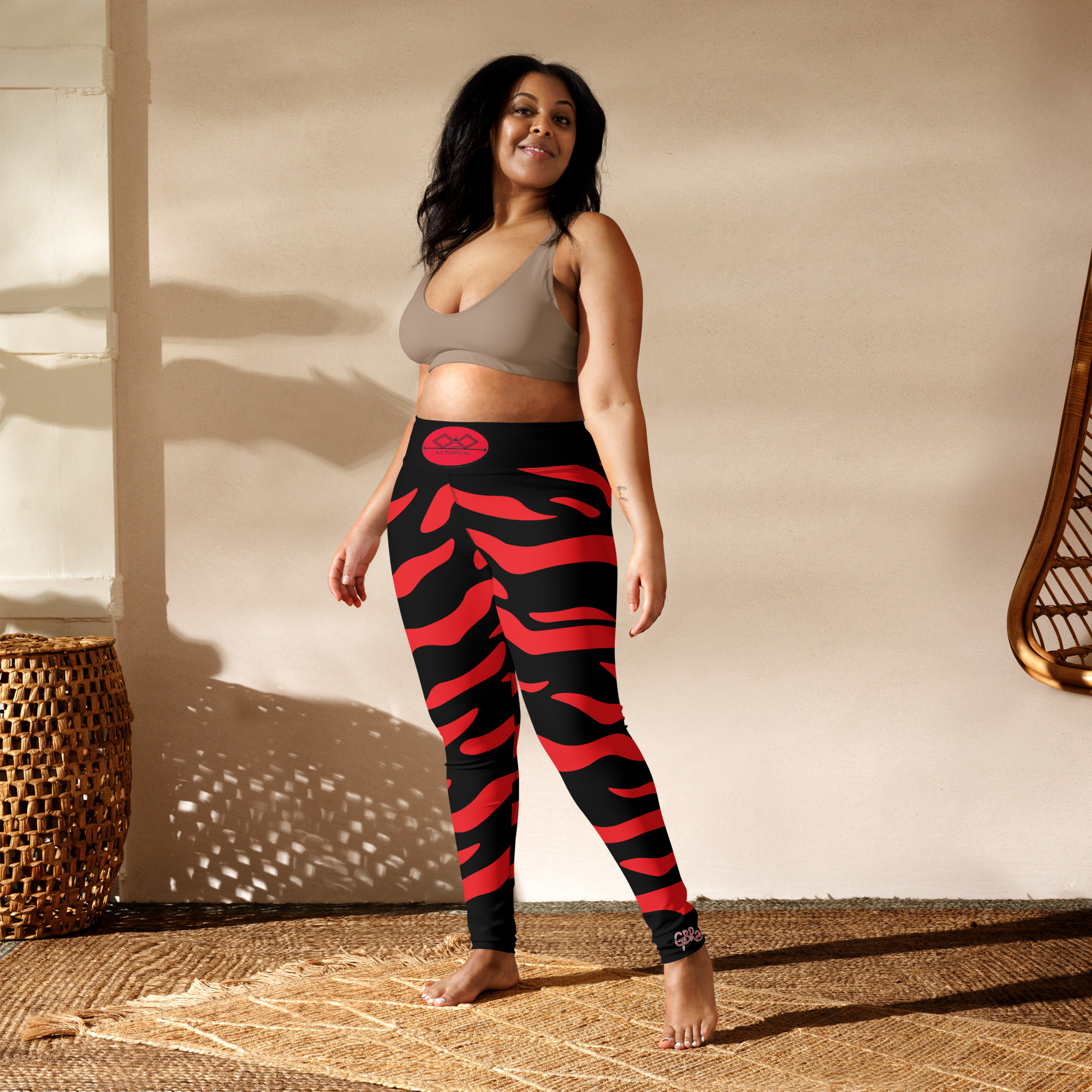 G Bound Republic Red and Black Yoga Leggings - Image 3