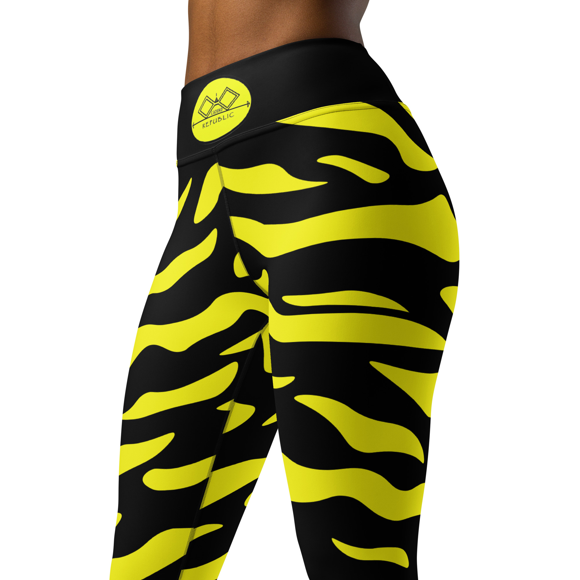G Bound Republic Yellow & Black Yoga Leggings - Image 9