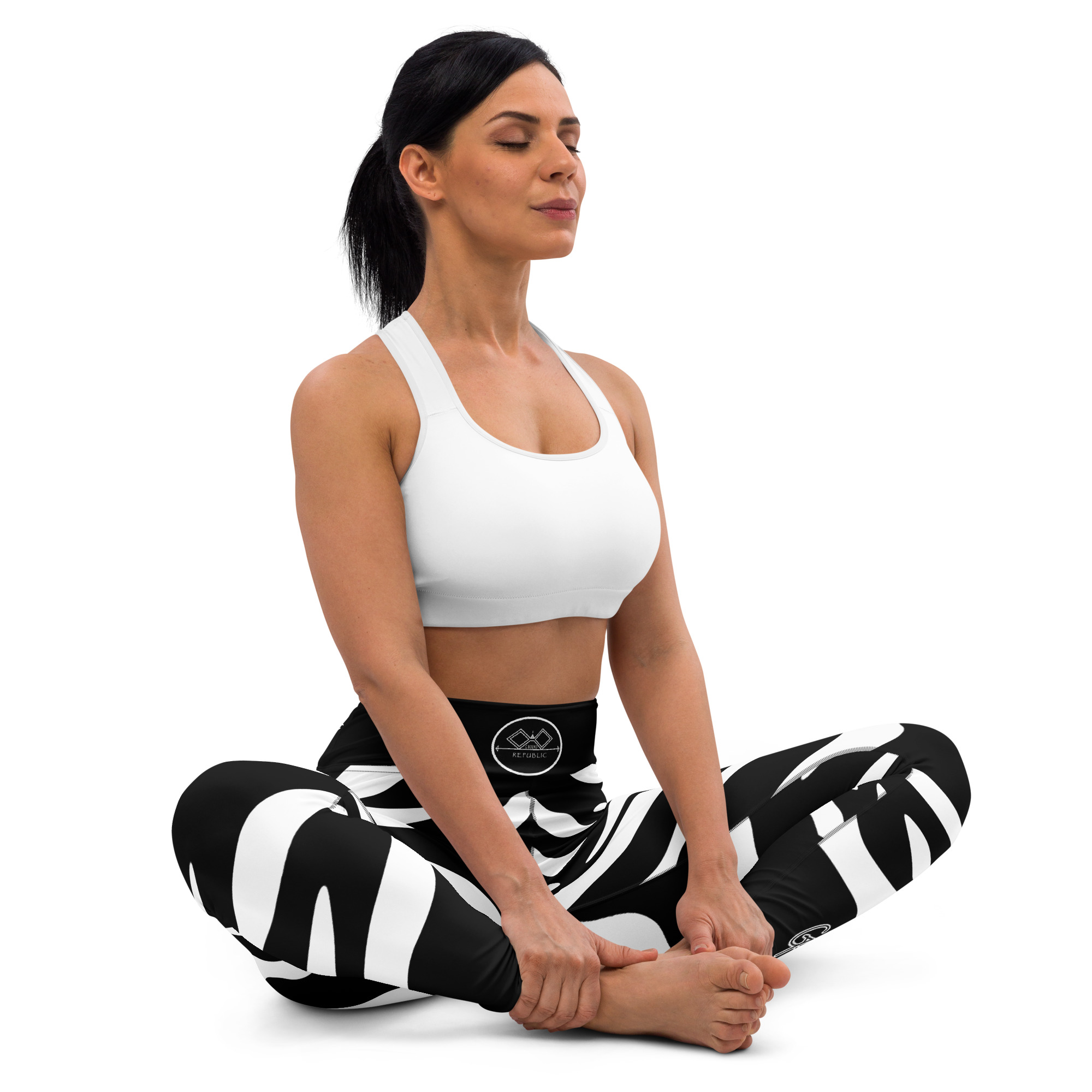 G Bound Republic Black & White Yoga Leggings - Image 12