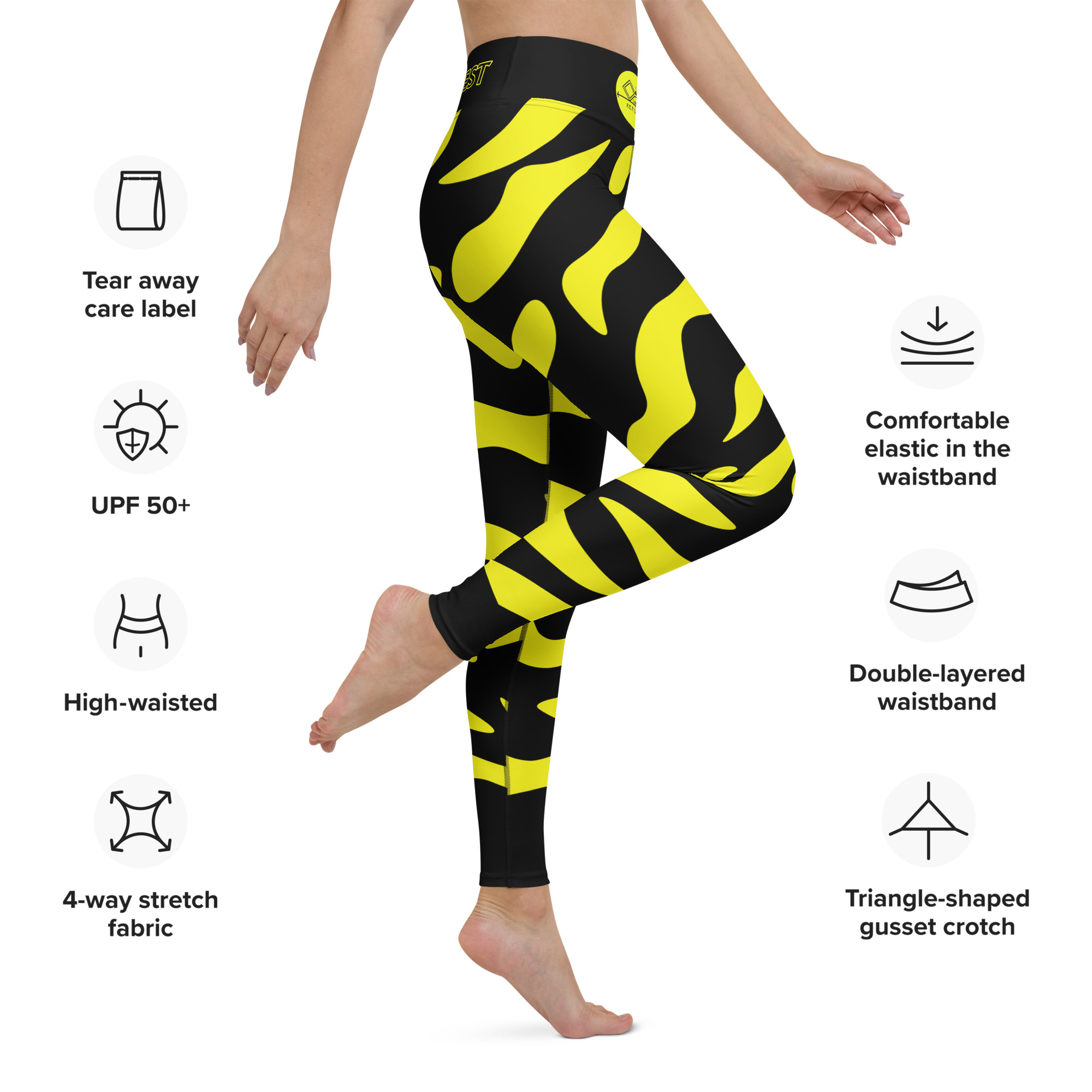G Bound Republic Yellow & Black Yoga Leggings - Image 11