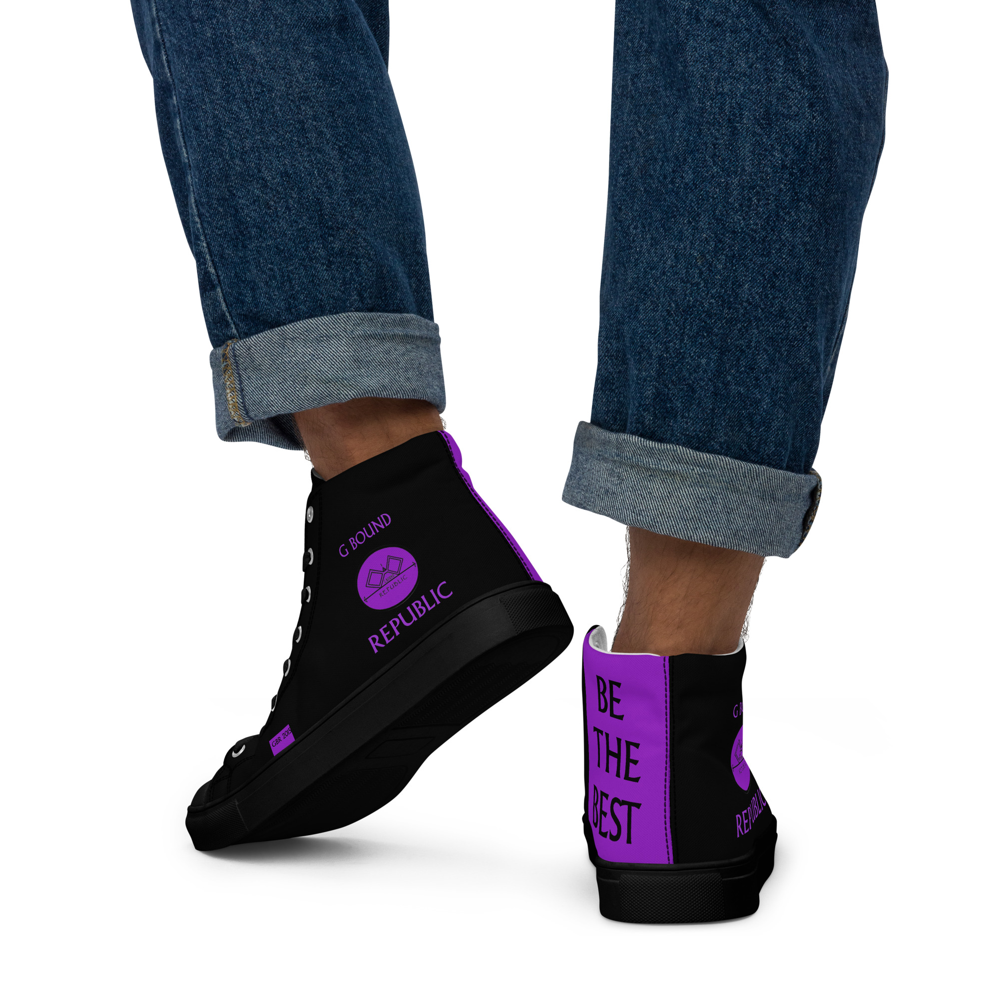 G Bound Republic Purple & Black Men’s High Top Canvas Shoes