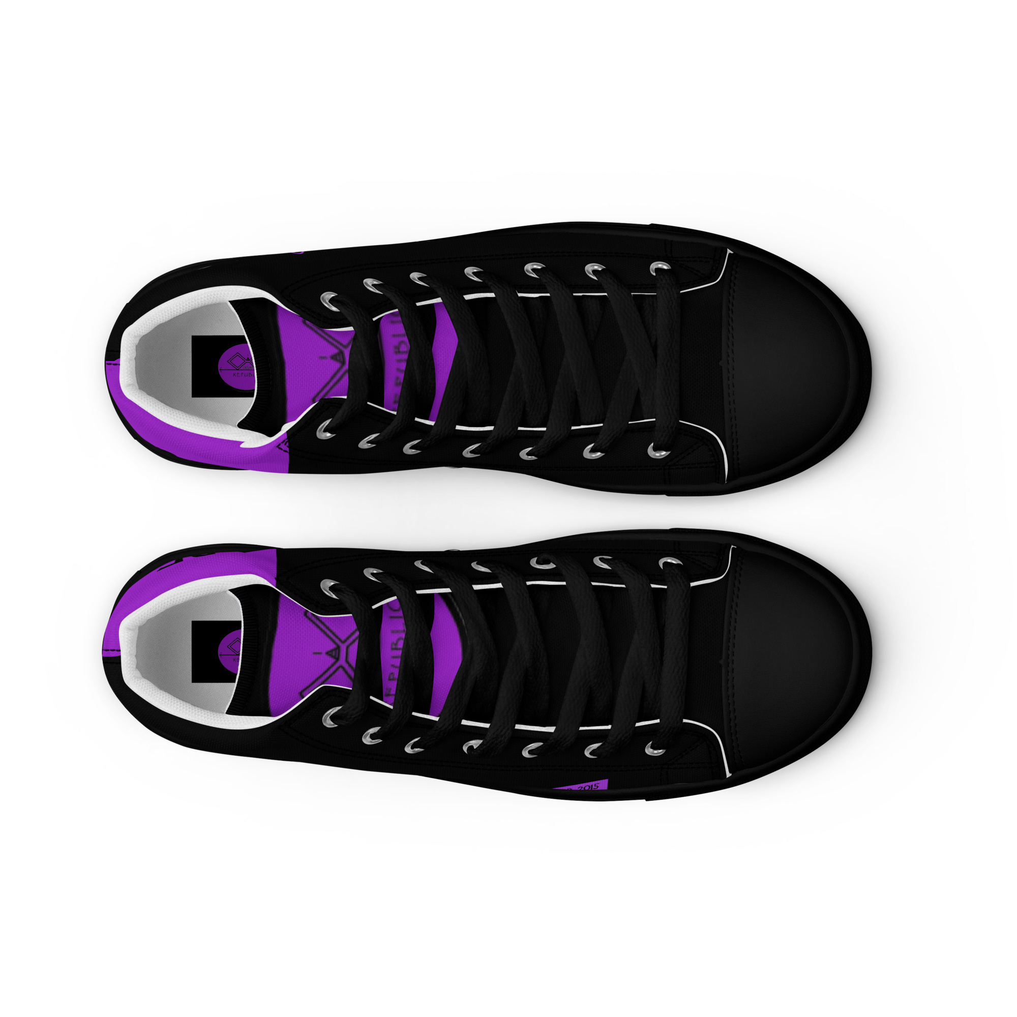 G Bound Republic Purple & Black Men’s High Top Canvas Shoes - Image 5