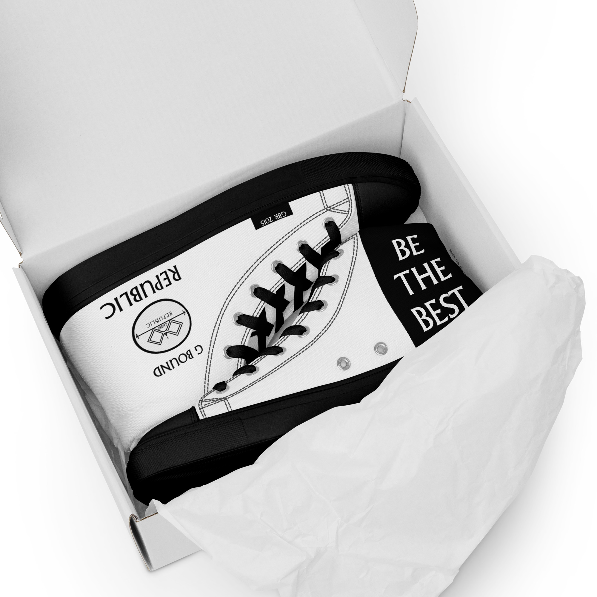 G Bound Republic White Men’s High Top Canvas Shoes - Image 4