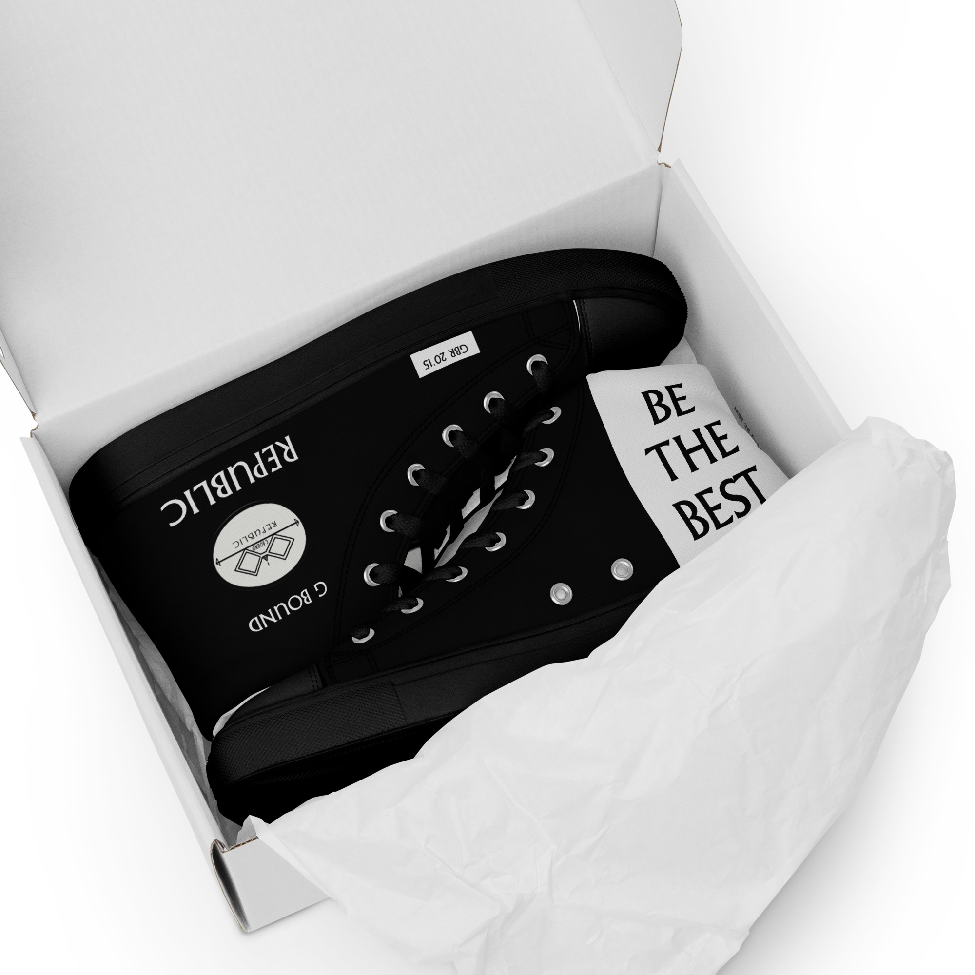 G Bound Republic Silver & Black Men’s High Top Canvas Shoes - Image 6