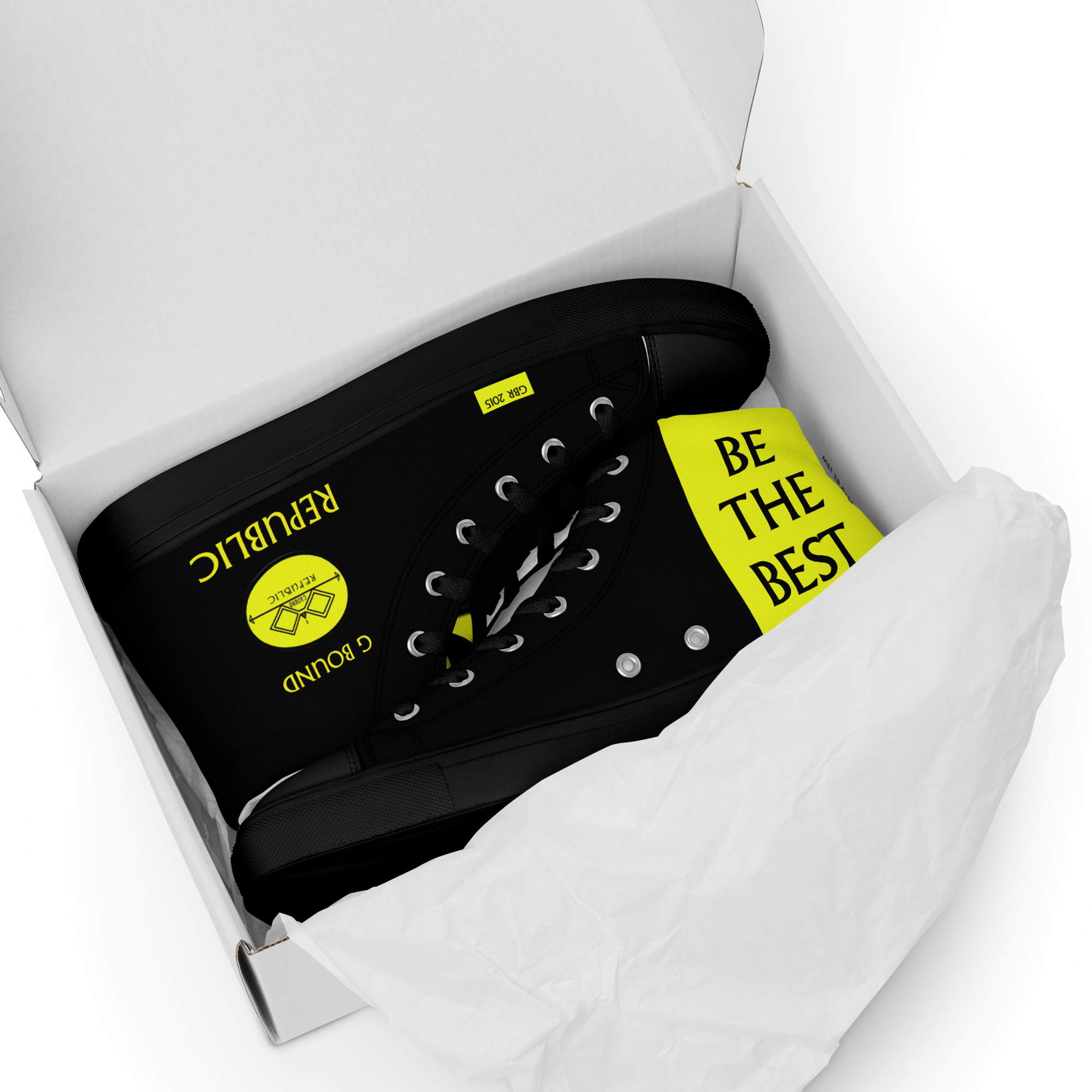 G Bound Republic Yellow & Black Men’s High Top Canvas Shoes - Image 7