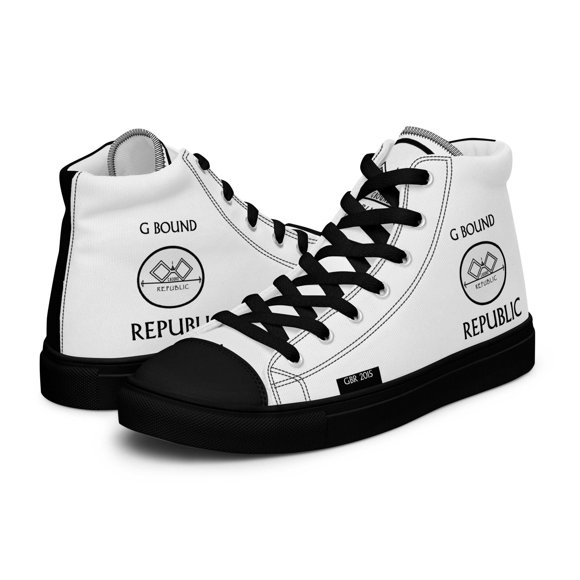 G Bound Republic White Men’s High Top Canvas Shoes - Image 5